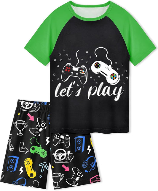 PASHOP Boys Pajamas Little Boys Summer Pajamas 2 Piece Short Sleeve Top and Shorts Sets Kids Pjs Sleepwears 3-10 Years