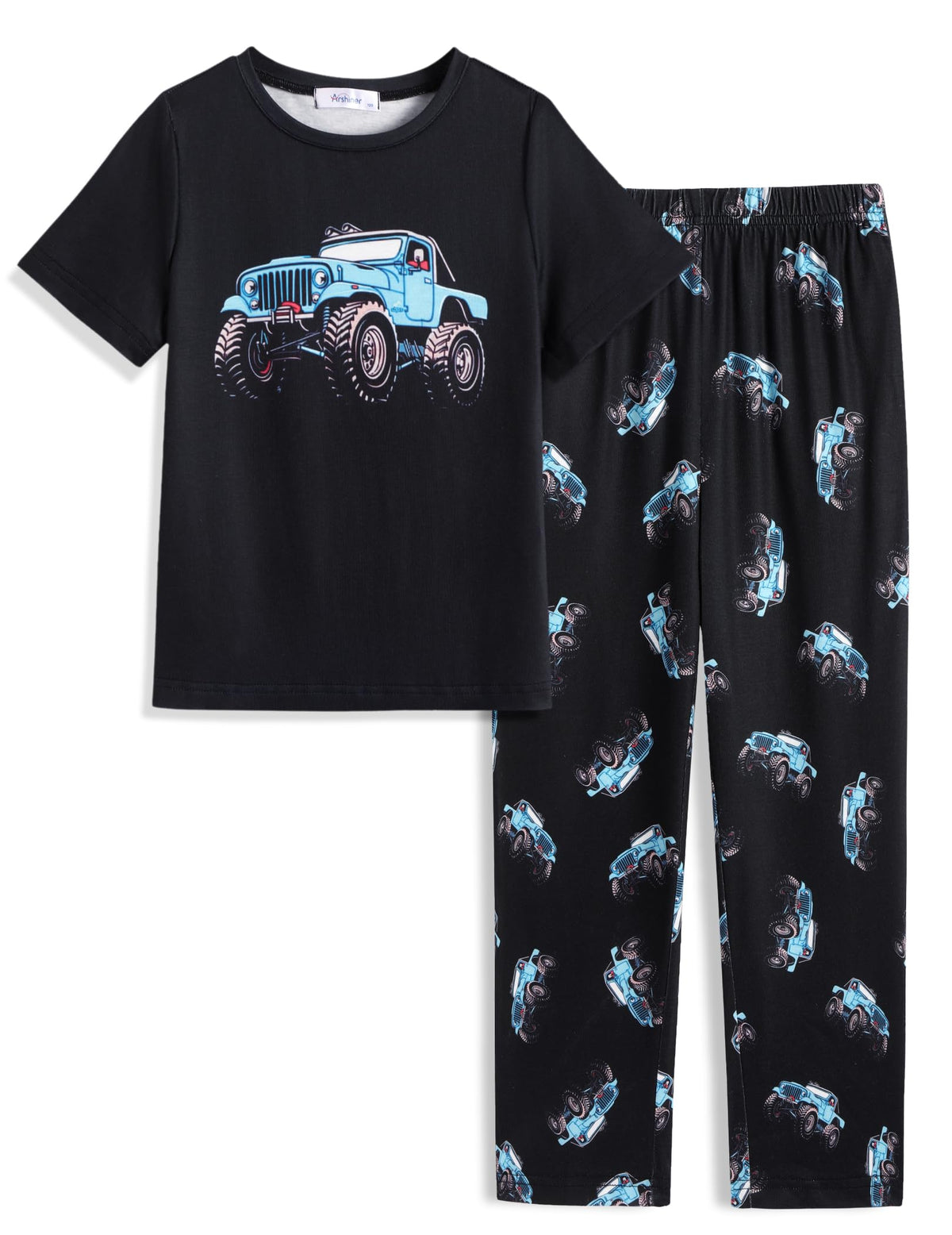 Arshiner Boys Pajamas Short Sleeve Long Pants 2 Piece Pajama Set for Boys