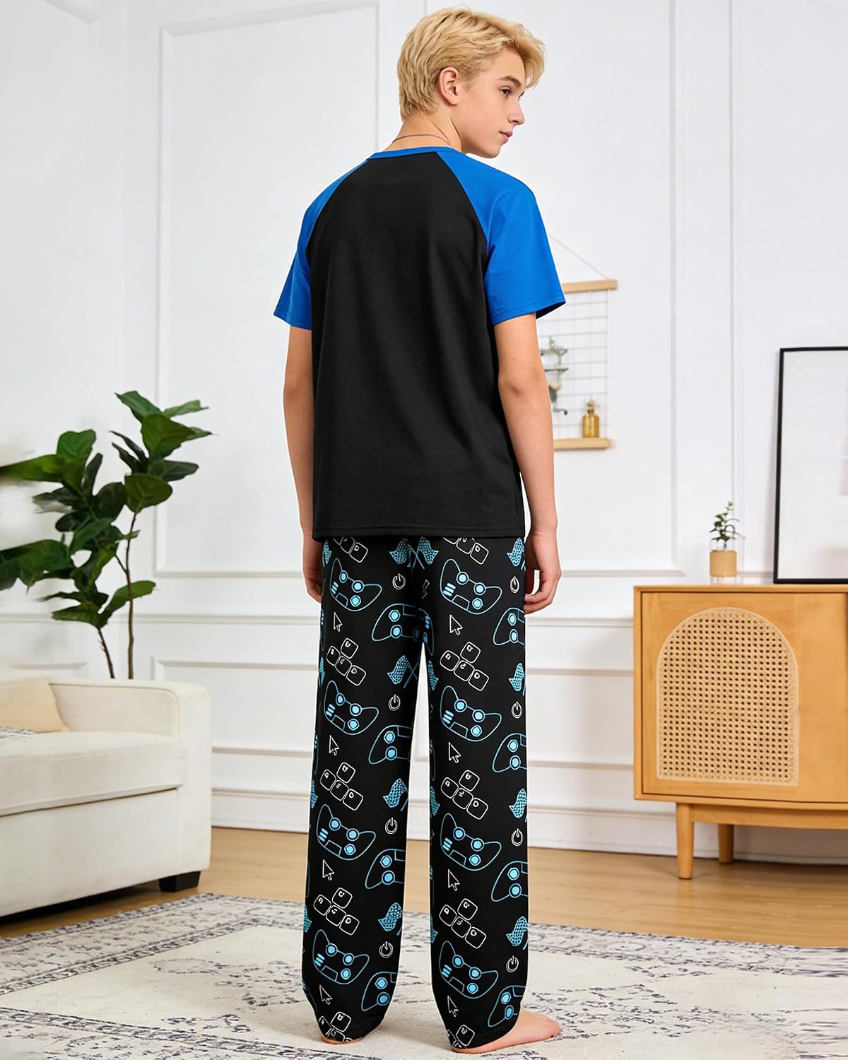 PASHOP Boys Pajamas Little Big Boys Pajamas Short Sleeves and Pants 2 Pieces Summer Pjs Set Kids Boy Sleepwear Size 8-14