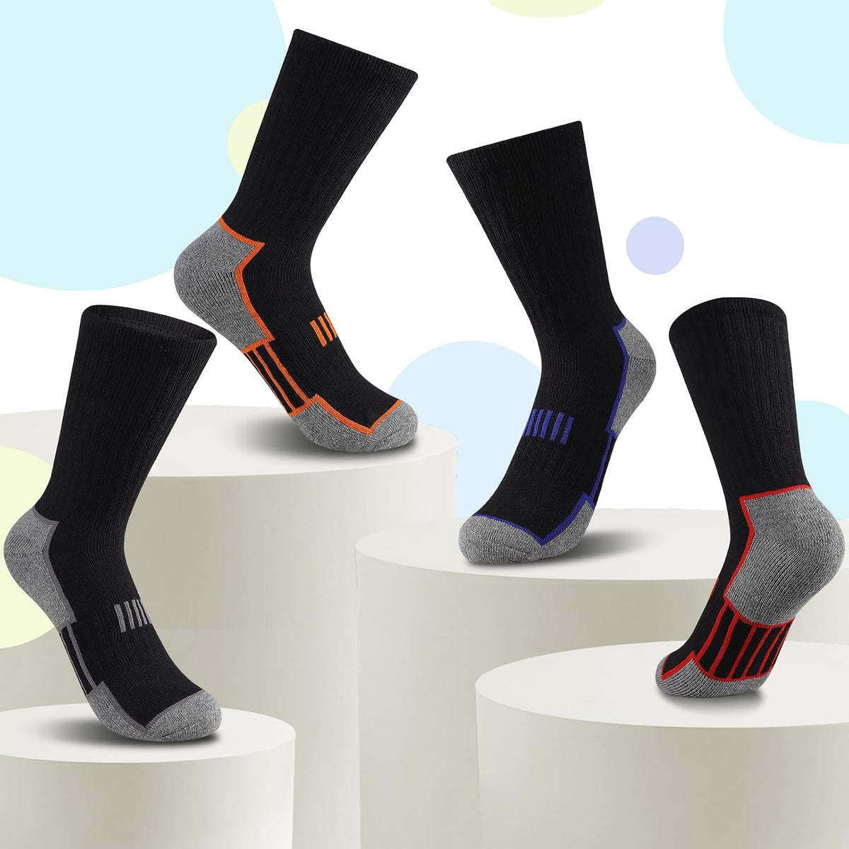 Comfoex 10 Pairs Boys Socks Crew Athletic Calf Long Socks Half Cushioned Socks For Kids 4-6 6-8 8-10 Years Old