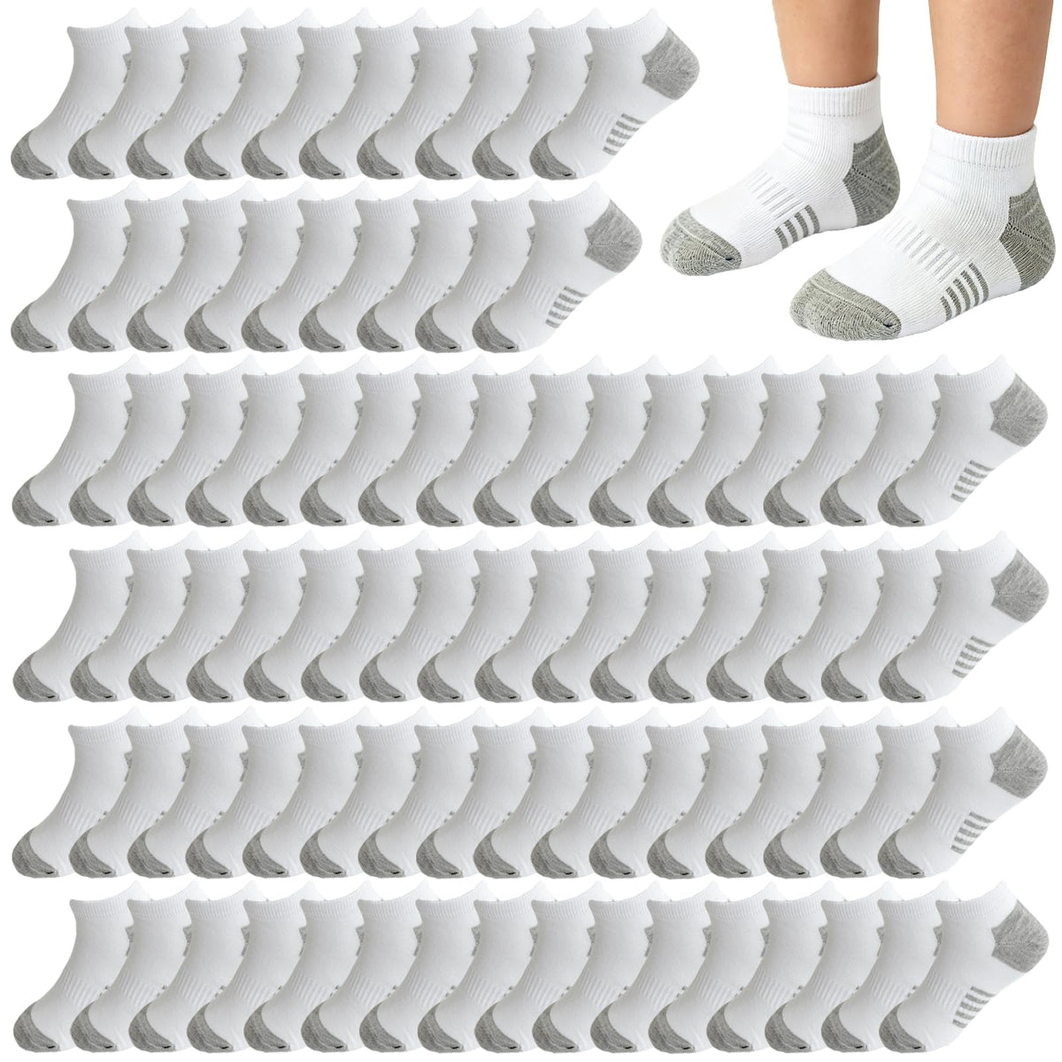 16-30 Pairs Boys Low Cut Ankle Socks Kids Crew Athletic Breathable Cushion Sole Socks for Running Hiking