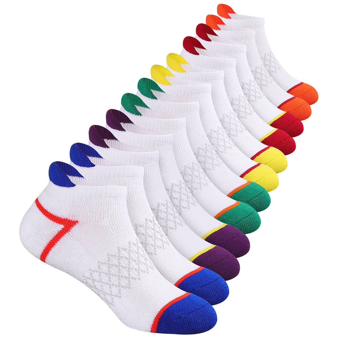 Comfoex 12 Pairs Boys Socks Ankle Athletic Socks With Cushioned Sole For 4-6 6-8 8-10 Years Old Kids