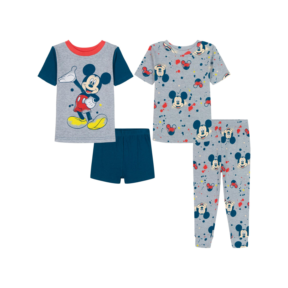 Disney Boys' 4-Piece Snug-fit Cotton Matching Comfortable Pajama Set, Soft & Cute for Kids