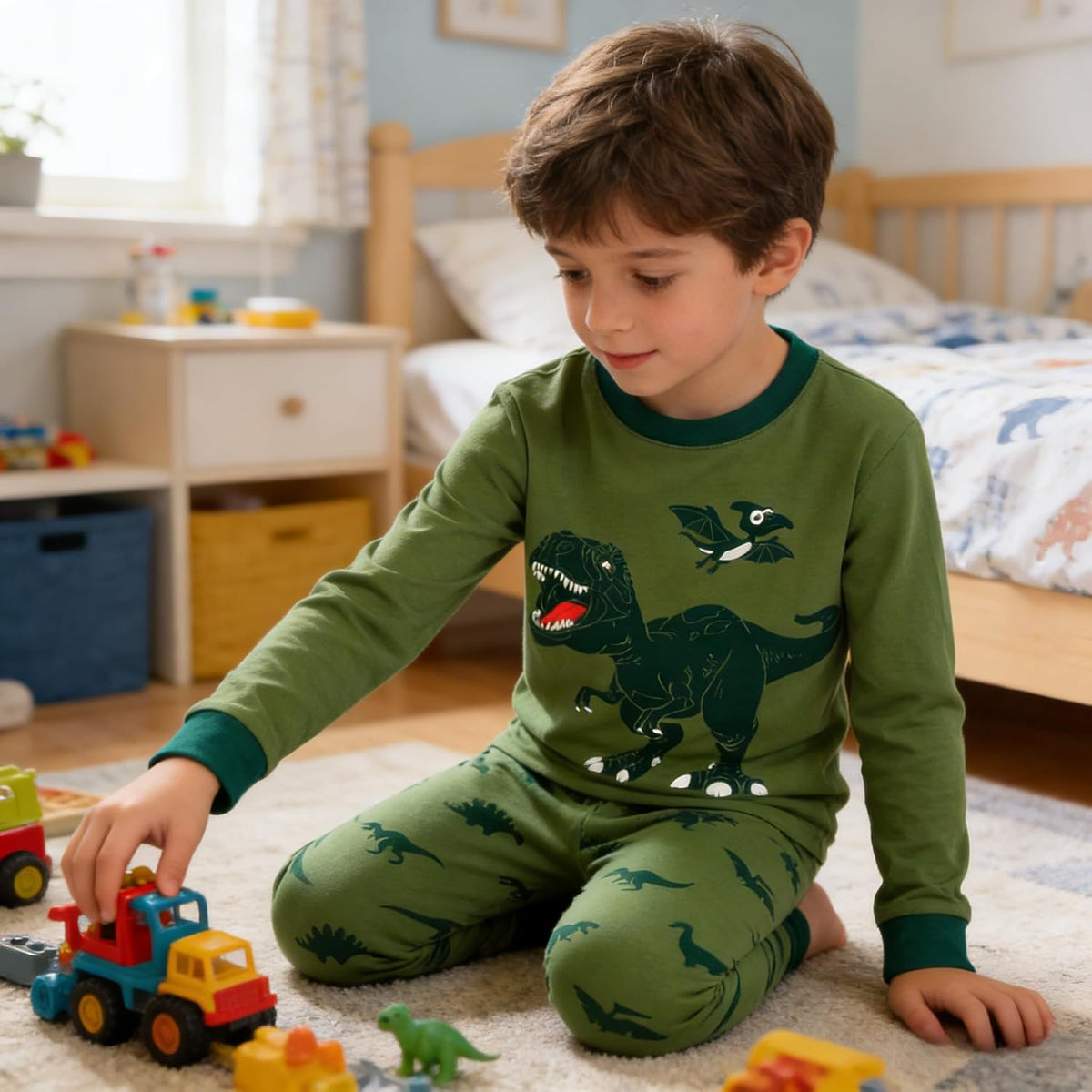 Toddler Boys Pajamas Set 100% Cotton Winter Warm 2 Piece Long Sleeve Pjs