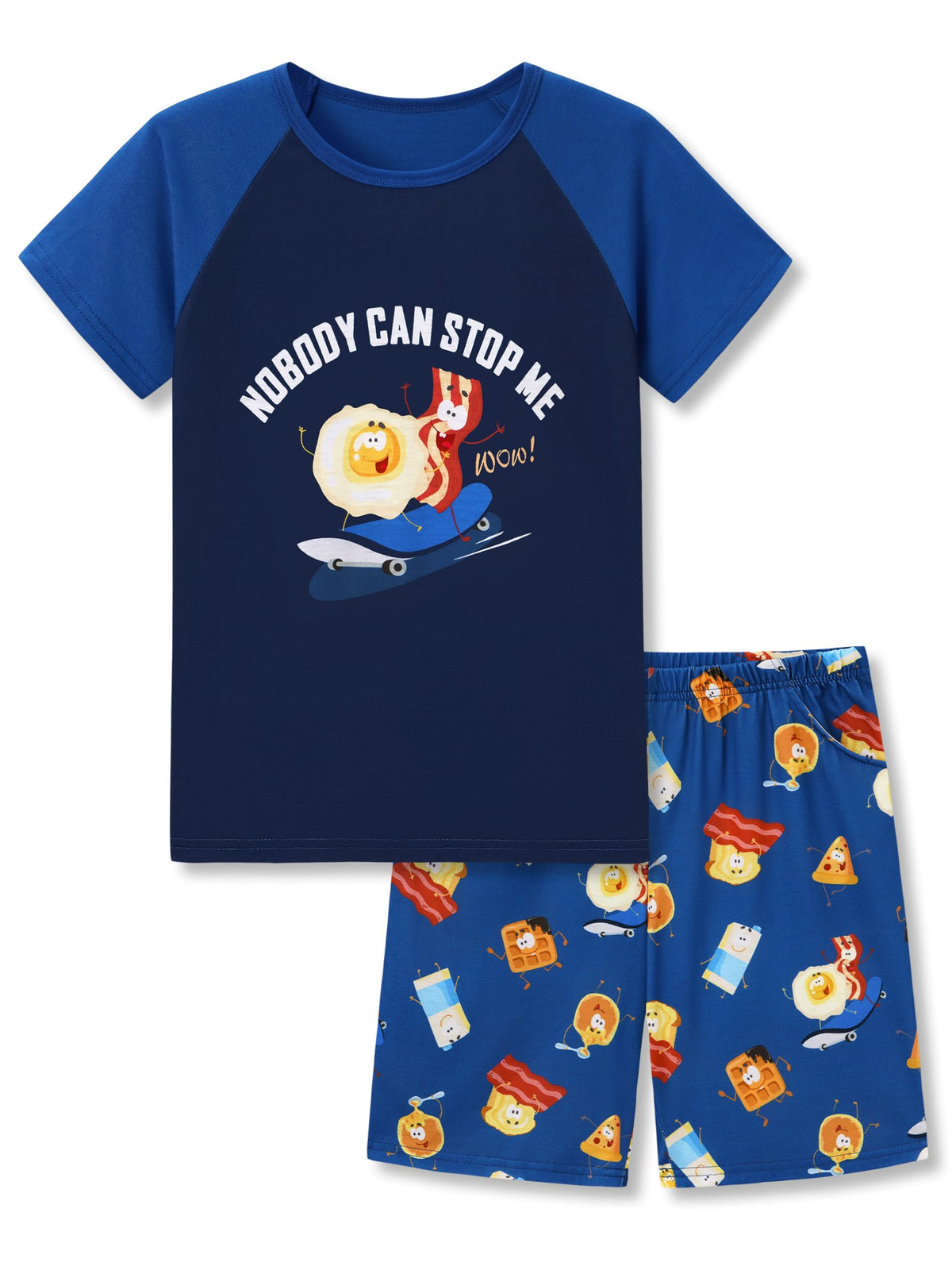 Topgal Boys 2-Piece Short Sleeve Tee & Shorts Pajamas Set Size 6-18