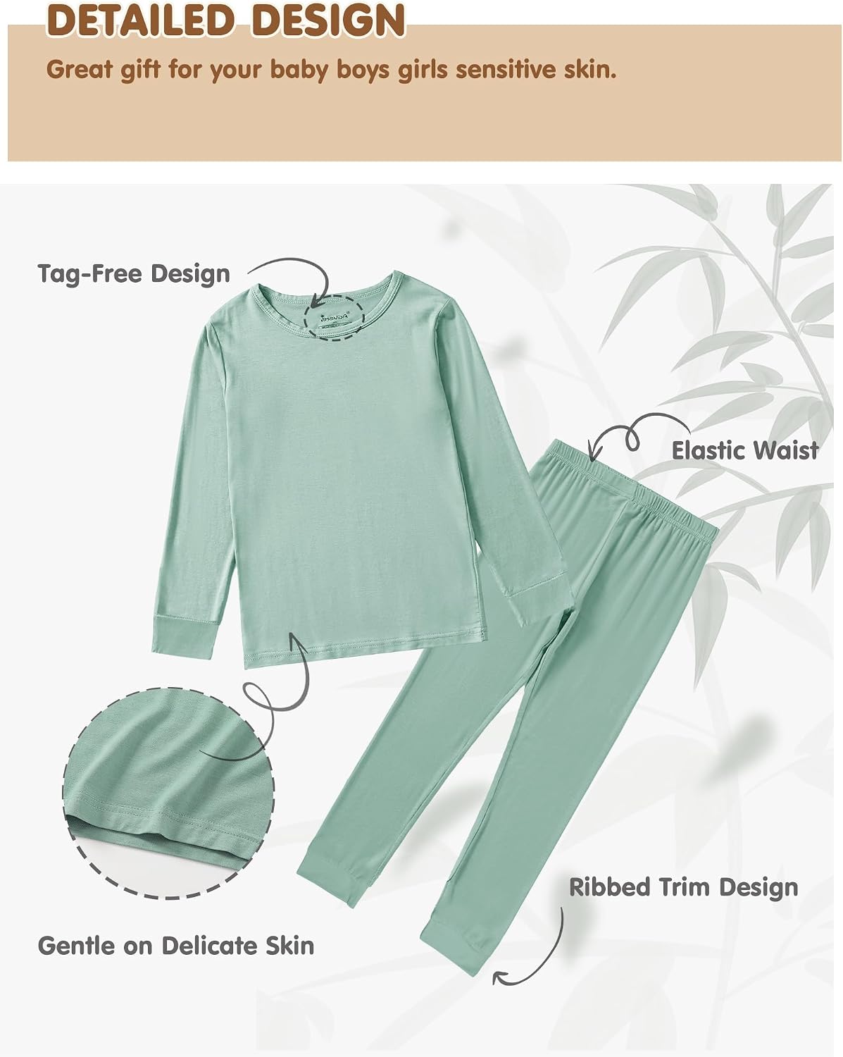 Jimonda Baby Boys Girls Pajama Sets Toddler Long Sleeve Sleepwear Sets Rayon from Bamboo Pajamas Sets 4pcs PJs 18M-8Y