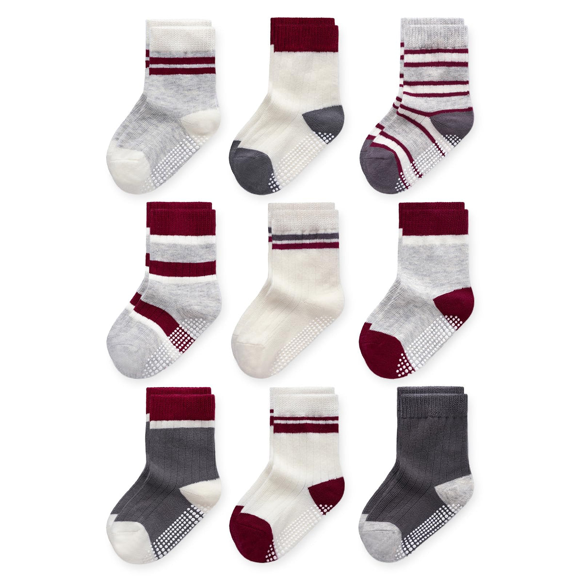 Baby Toddler Essentials Non-Slip Crew Socks for Unisex Boys Girls