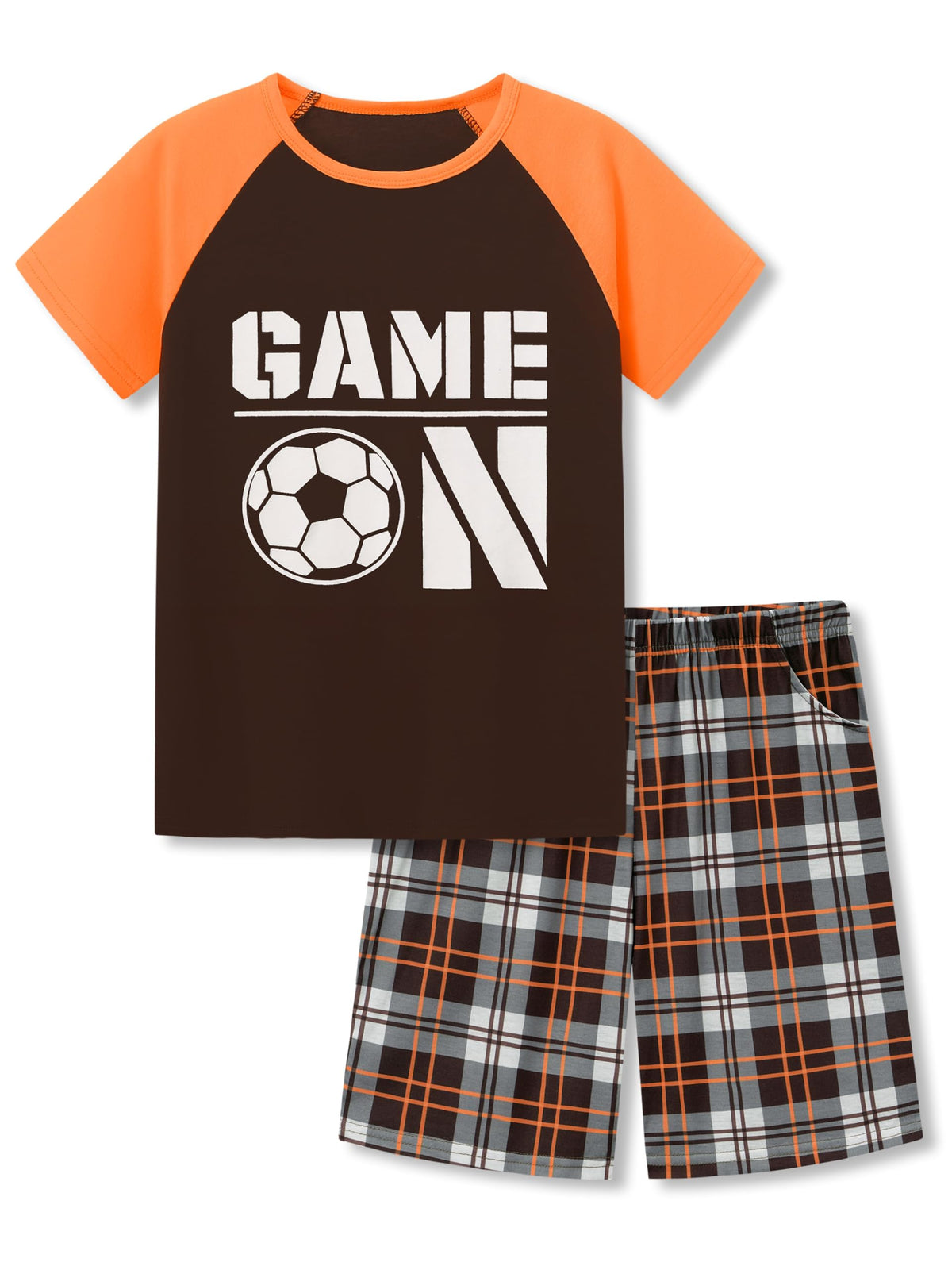 Beezizac Boys Pajamas Raglan Summer Cool Short Sleeve Set Size 6-18