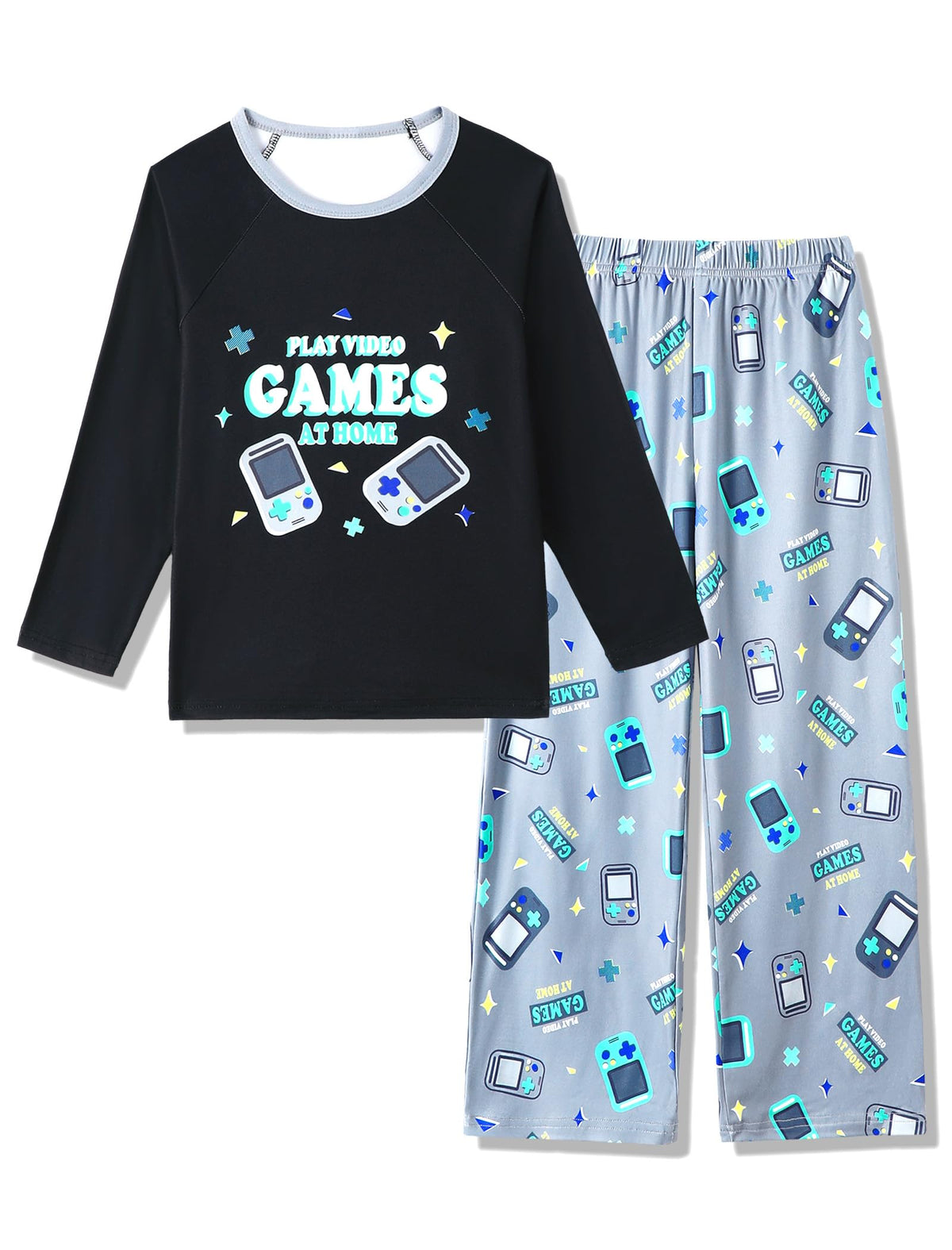 Mikrdoo Boys Pajamas Soft Stretchy Long Sleeve 2-Piece Sleep Set 6Y-16Y