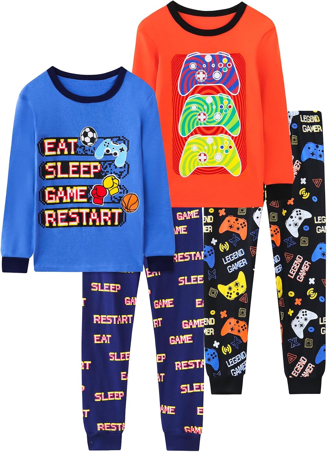 Boys 4-Piece Pajamas Cotton Christmas Halloween Pjs Set Kids Sleepwear