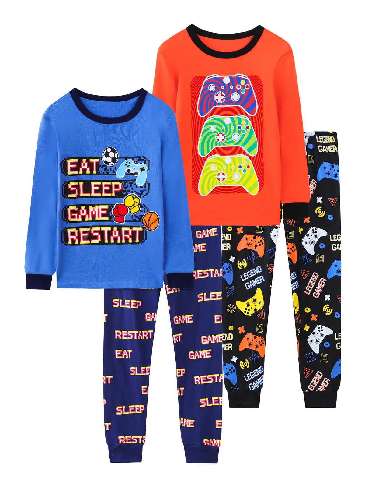 Boys 4-Piece Pajamas Cotton Christmas Halloween Pjs Set Kids Sleepwear