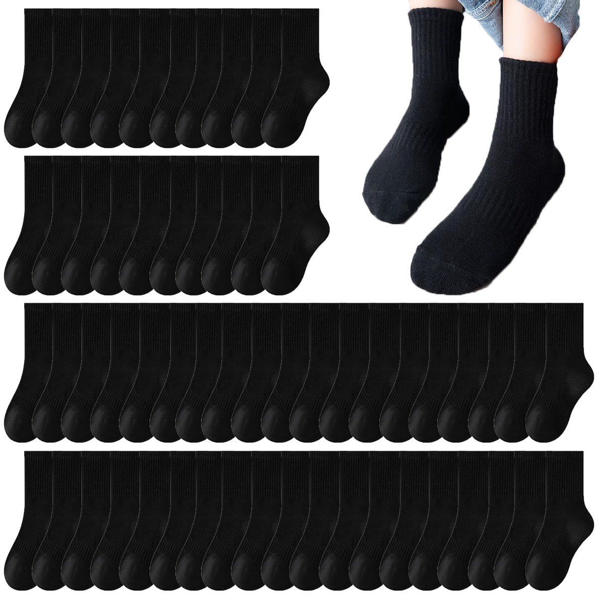 20 Pairs Crew Athletic Socks for Kids Breathable Cushion Crew Socks for Kids Sport Running Traveling