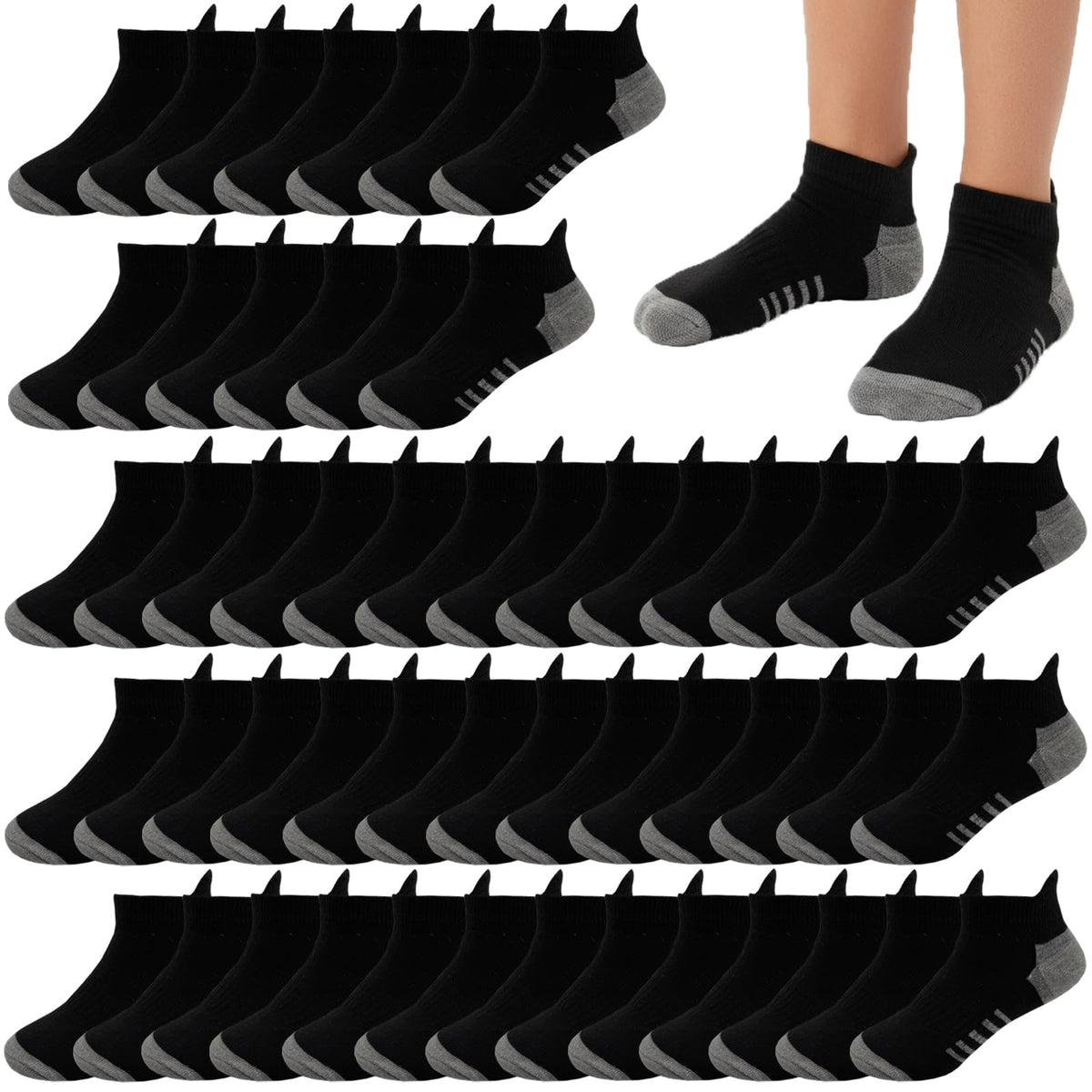 20 Pairs Boys Low Cut Ankle Socks Kids Crew Athletic Breathable Cushion Sole Socks for Running Hiking