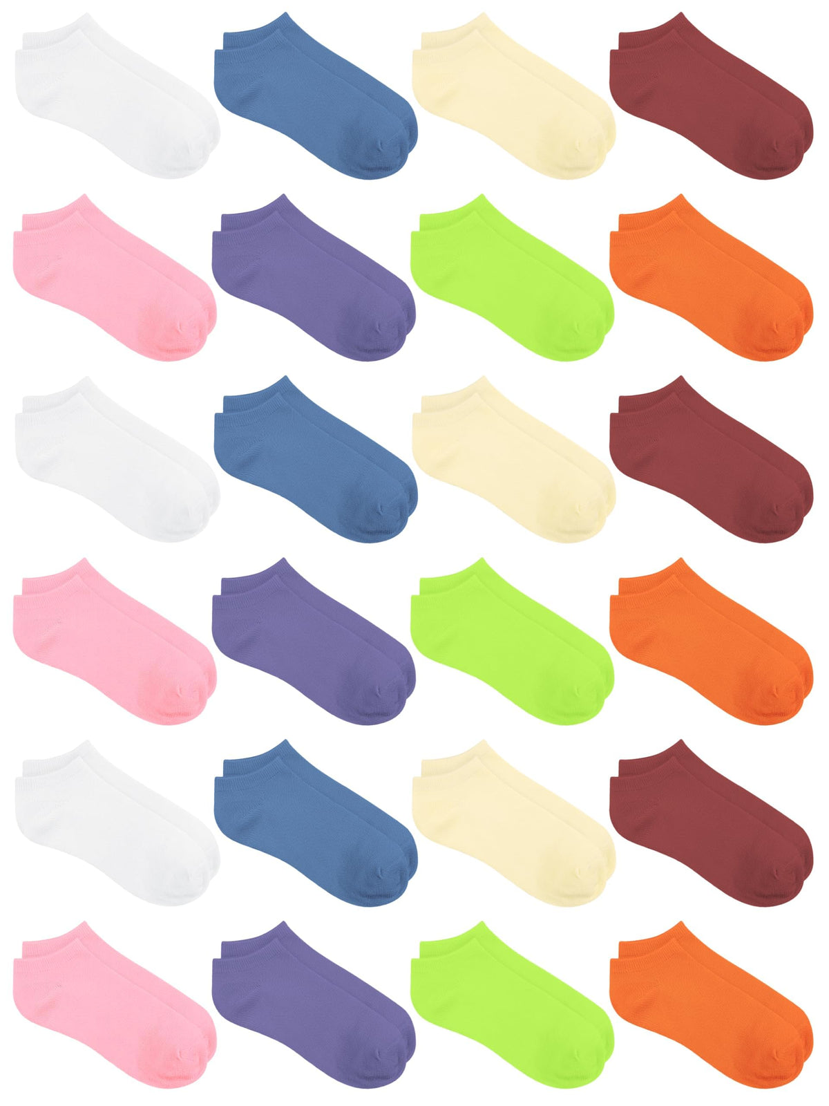 URATOT 24 Pairs Kids' Low Cut Socks - Boys' or Girls' Half Cushion Athletic Ankle Socks (4-16 Years)