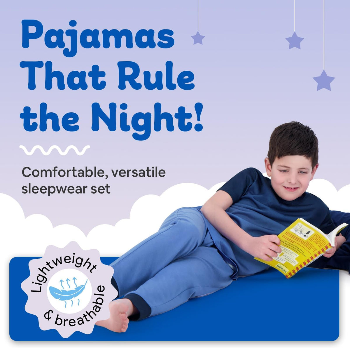 US Angels Boys Pajamas Set | 3-Piece Pant, Shirt, Shorts Sleepwear Pjs for Kids | Loose Fit, Soft, Breathable Blue Plaid