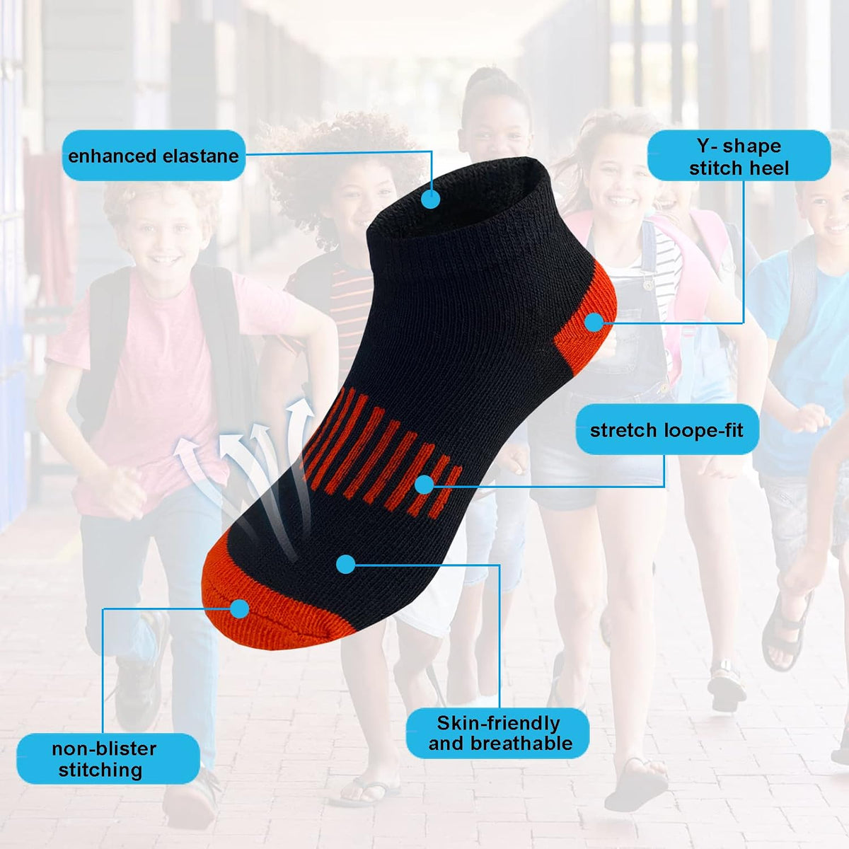 Boy Socks 12 Pairs Ankle Socks Boys Low Cut Ankle Athletic Cotton Sock For Little Big Kids