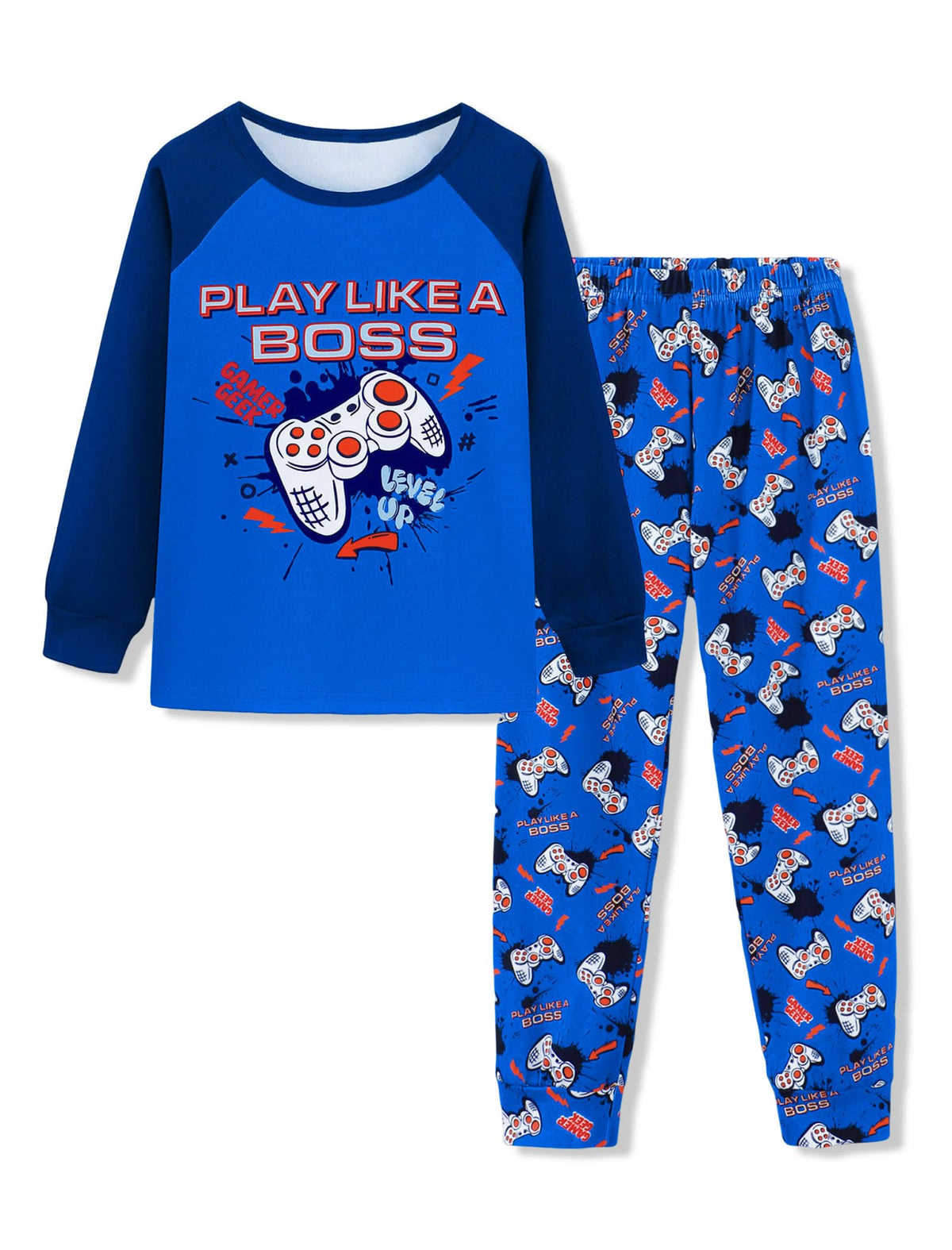 Mikrdoo Boys Pajamas 2 Piece Long Sleeve Top and Pants Set Kids 6-16Y