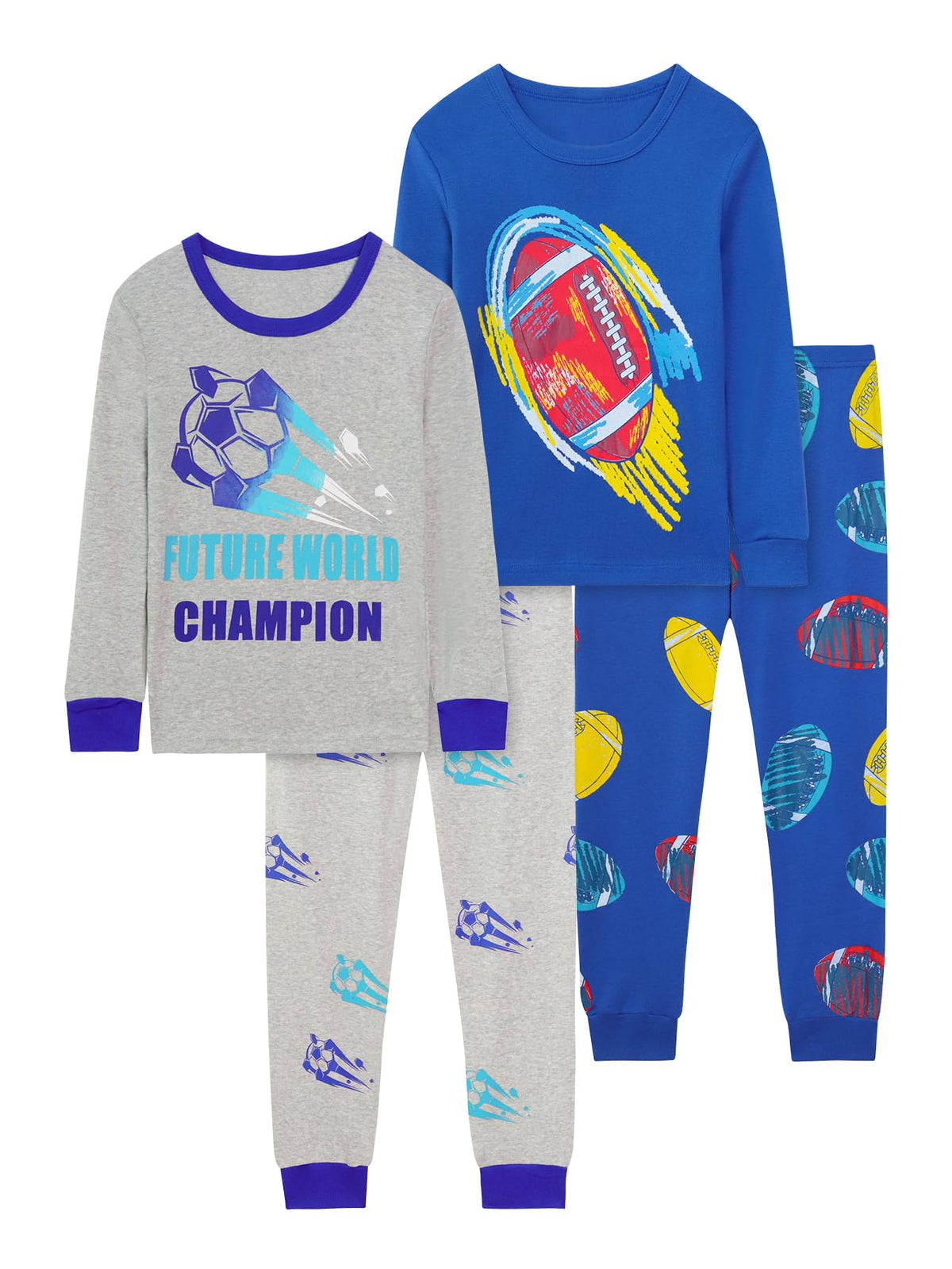 Boys 4-Piece Pajamas Cotton Christmas Halloween Pjs Set Kids Sleepwear