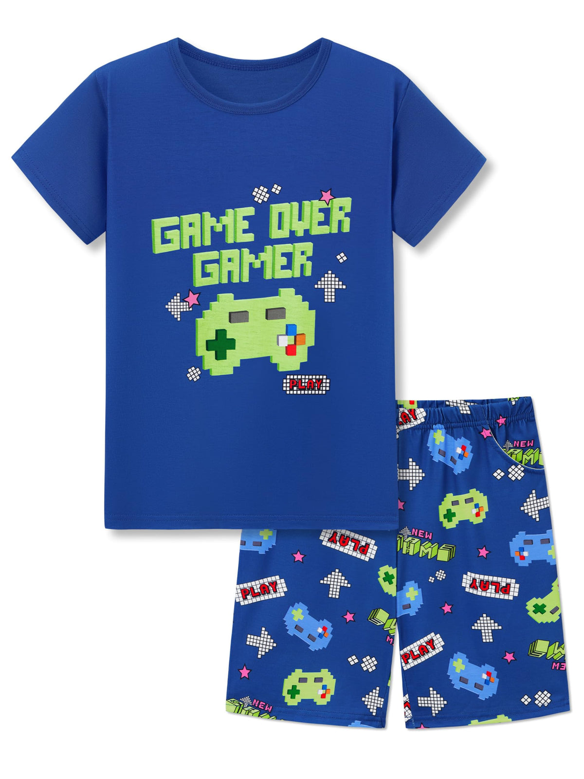 Topgal Boys 2-Piece Short Sleeve Tee & Shorts Pajamas Set Size 6-18