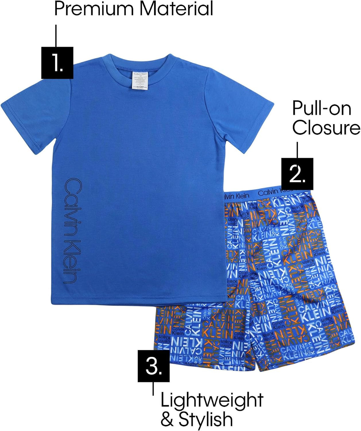 Calvin Klein Boys' 2 Piece Sleepwear Top and Bottom Pajama Set Pj