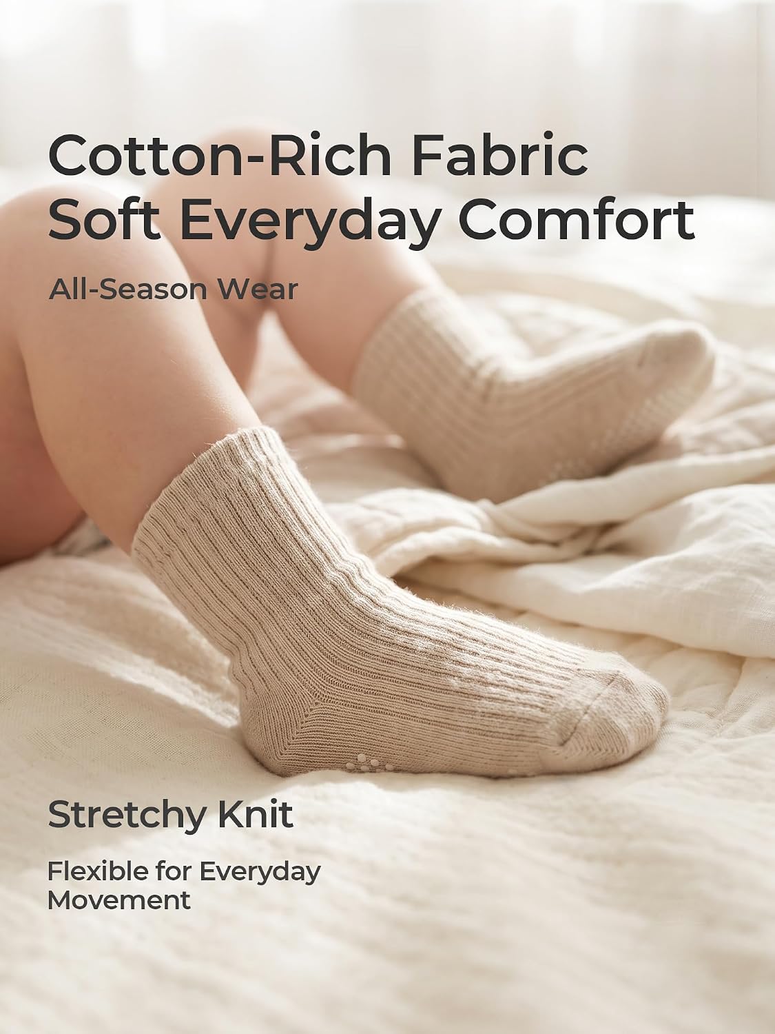 Baby Toddler Essentials Non-Slip Crew Socks for Unisex Boys Girls