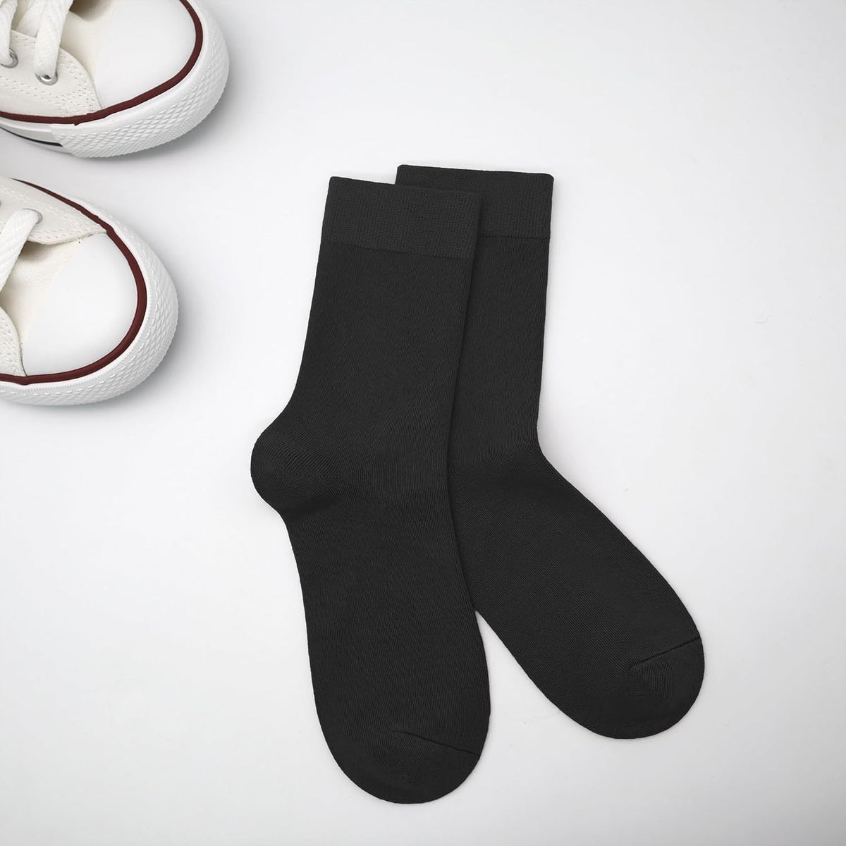 SERISIMPLE Viscose Bamboo Kids Crew Socks School Anti Odor Socks for Boys Girls Uniform Light Weight Flat Seam Socks 5 Pairs