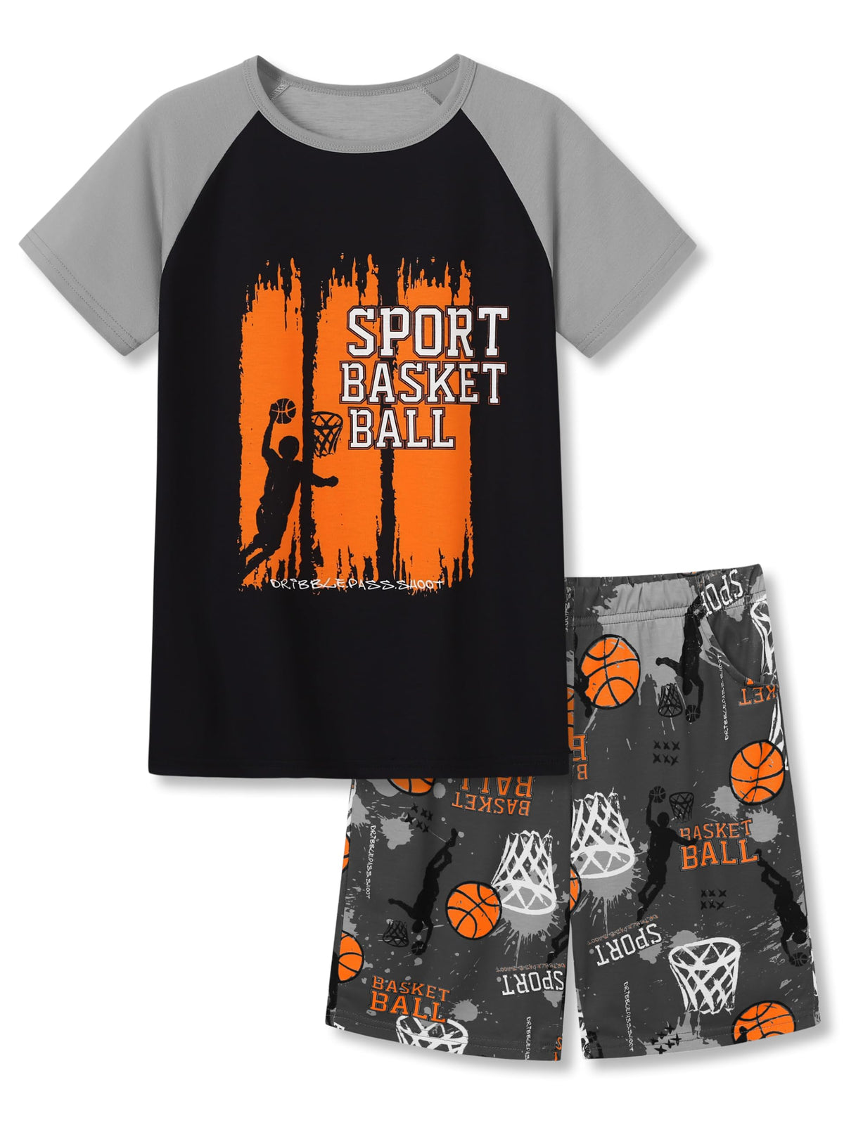 Topgal Boys 2-Piece Short Sleeve Tee & Shorts Pajamas Set Size 6-18
