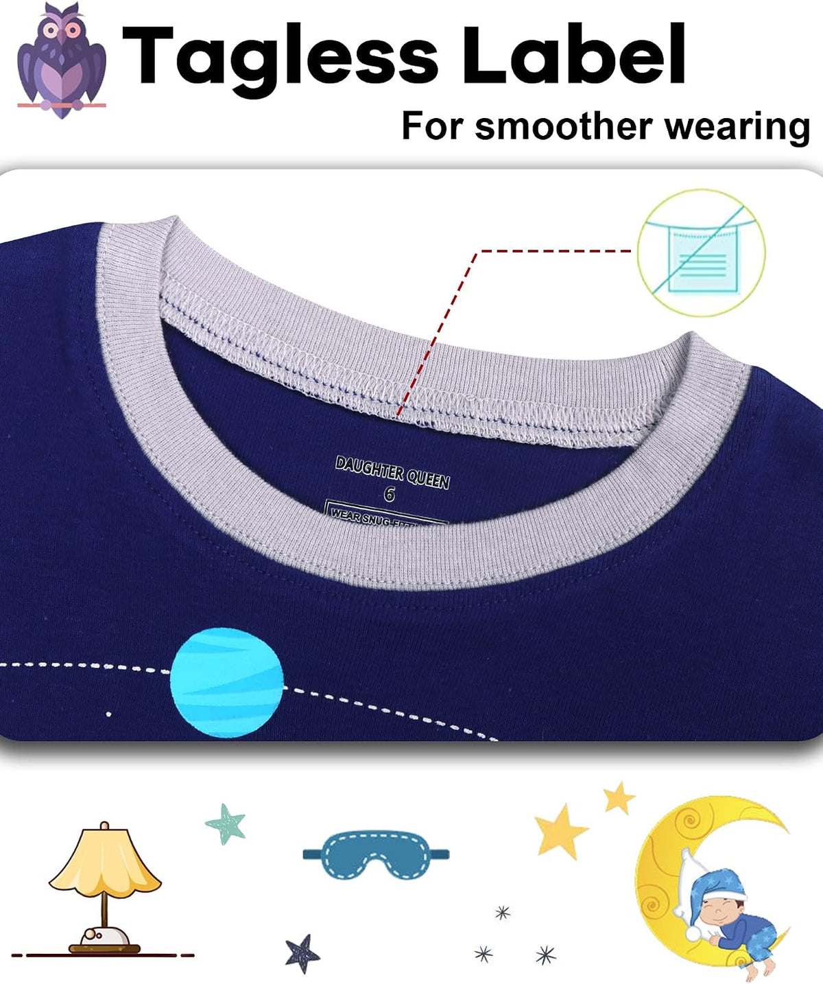 DAUGHTER QUEEN Boys Pajamas 4 Pieces Long Set 100% Cotton Sleepwear Size 18 Months-12 Years