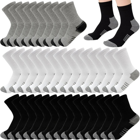 20 Pairs Crew Athletic Socks for Kids Breathable Cushion Crew Socks for Kids Sport Running Traveling