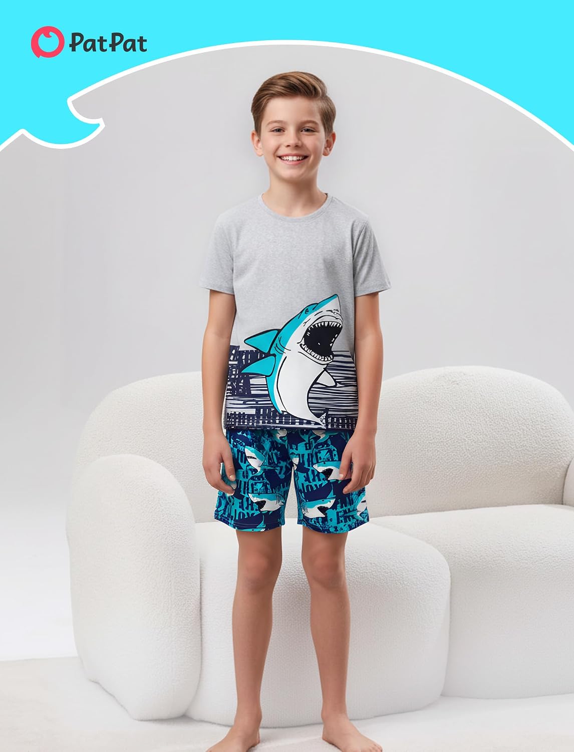 PATPAT Boys Pajamas 2 Piece PJs Set T-shirts with Shorts 6-12 Years