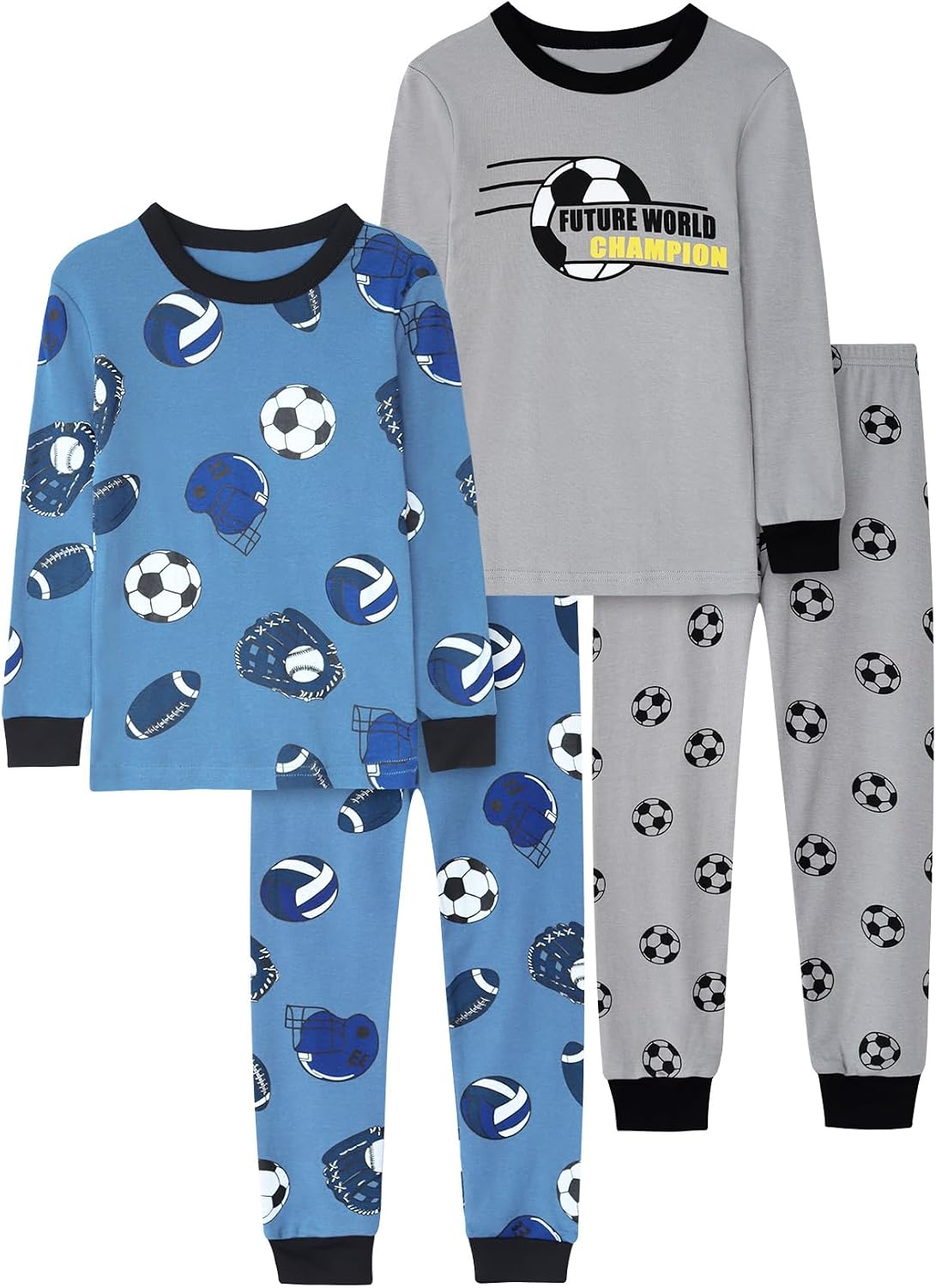 Boys 4-Piece Pajamas Cotton Christmas Halloween Pjs Set Kids Sleepwear