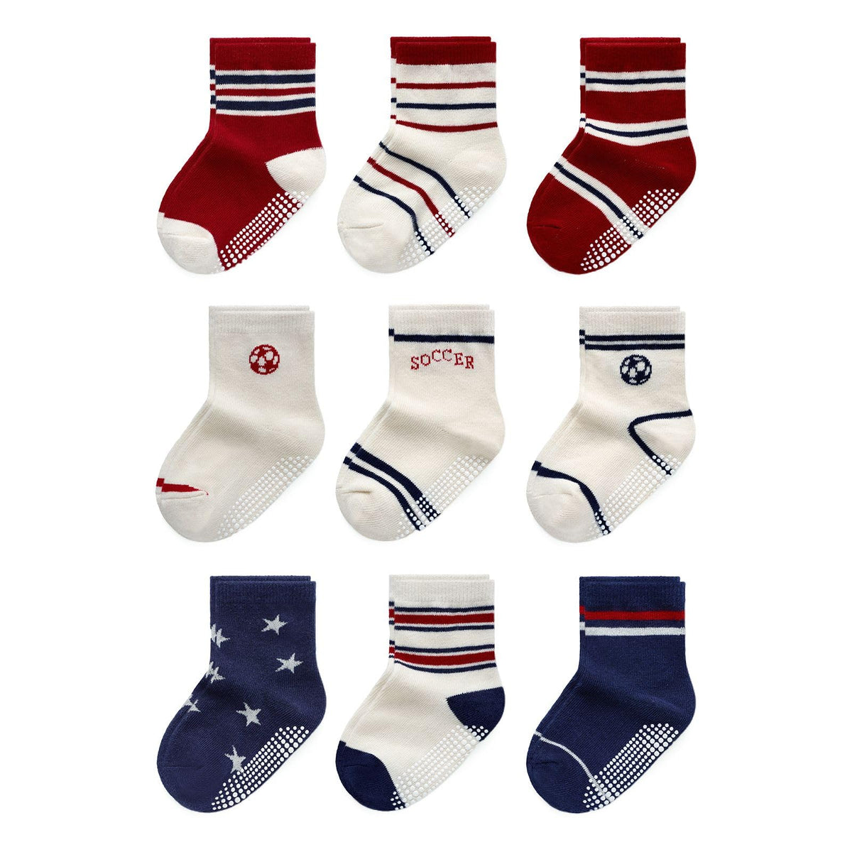 Baby Toddler Essentials Non-Slip Crew Socks for Unisex Boys Girls