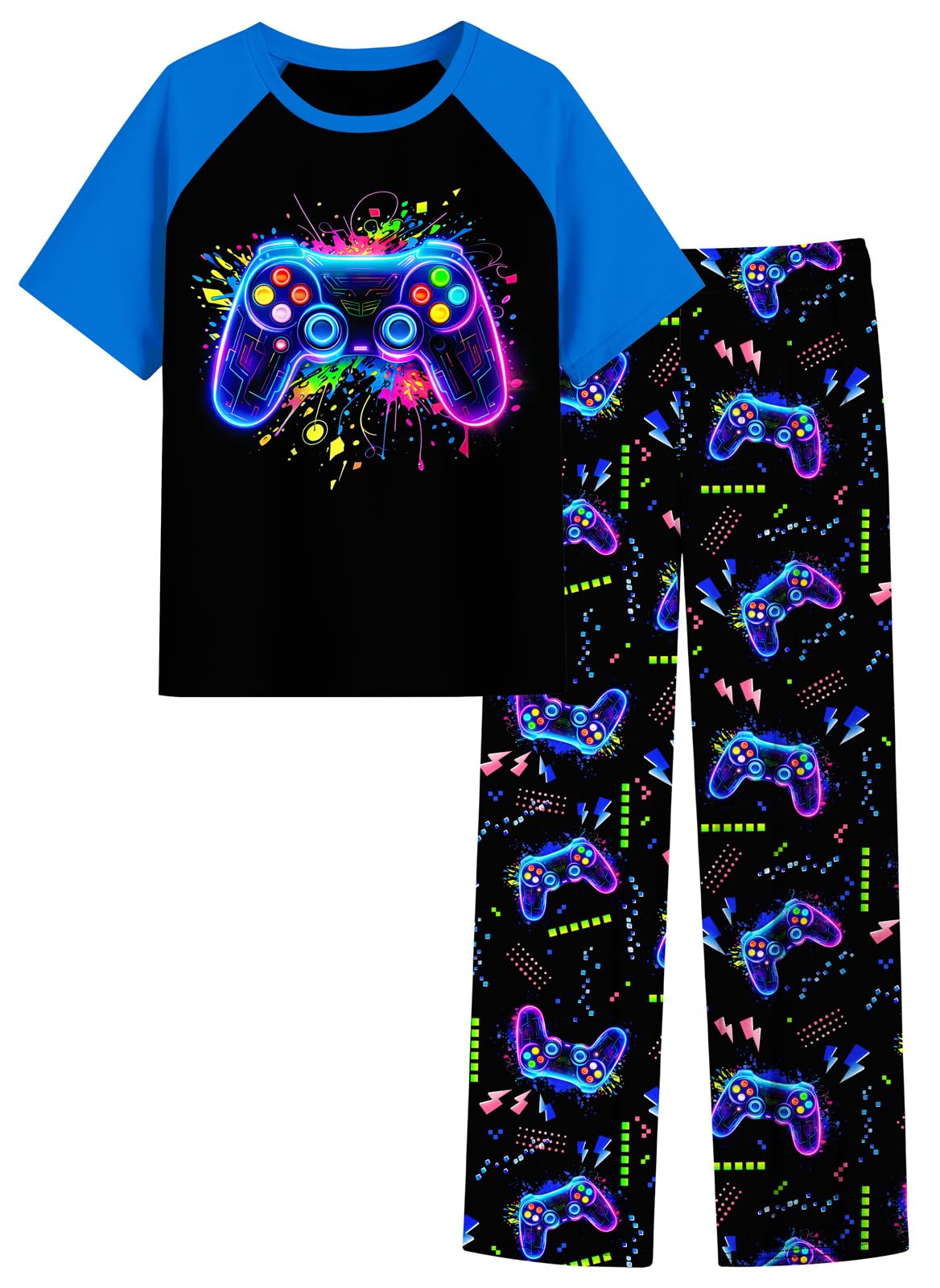 Funnycokid Boys Pajamas 2 Piece Kids Summer Pjs Loose Fit Size 6-12