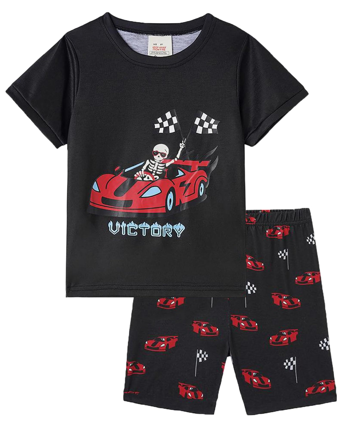 MyFav Boys Pajamas Sets Glow in Dark Summer Short Sleeve Sleepwear Skull Kids Pjs