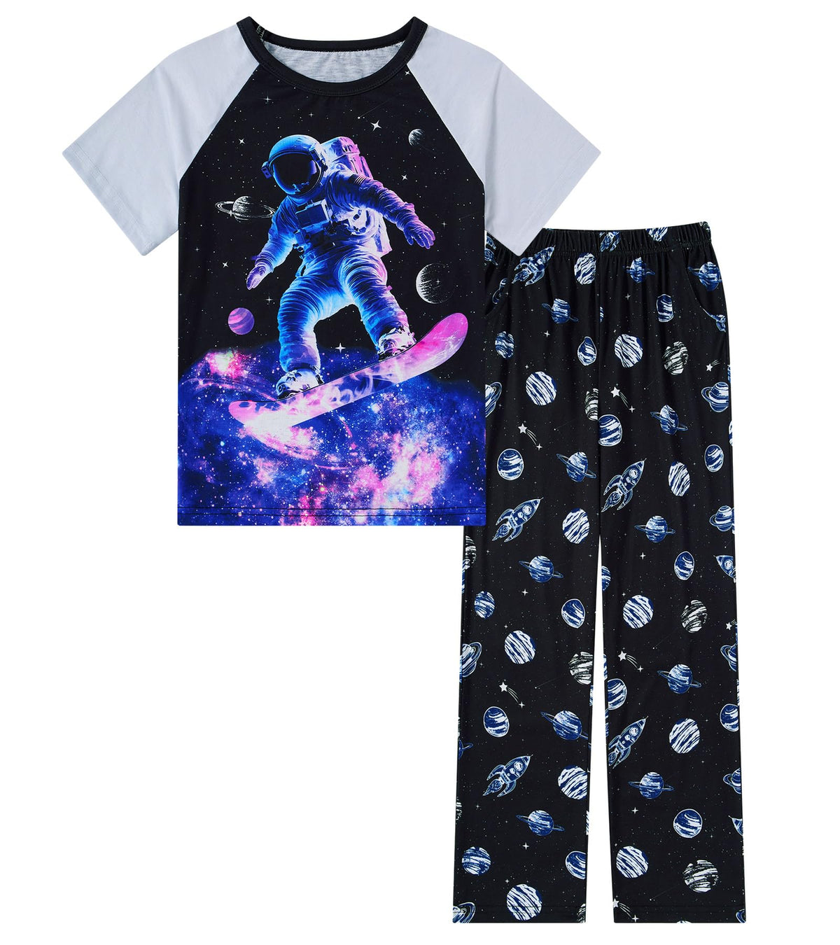 Funnycokid Boys Pajamas 2 Piece Kids Summer Pjs Loose Fit Size 6-12