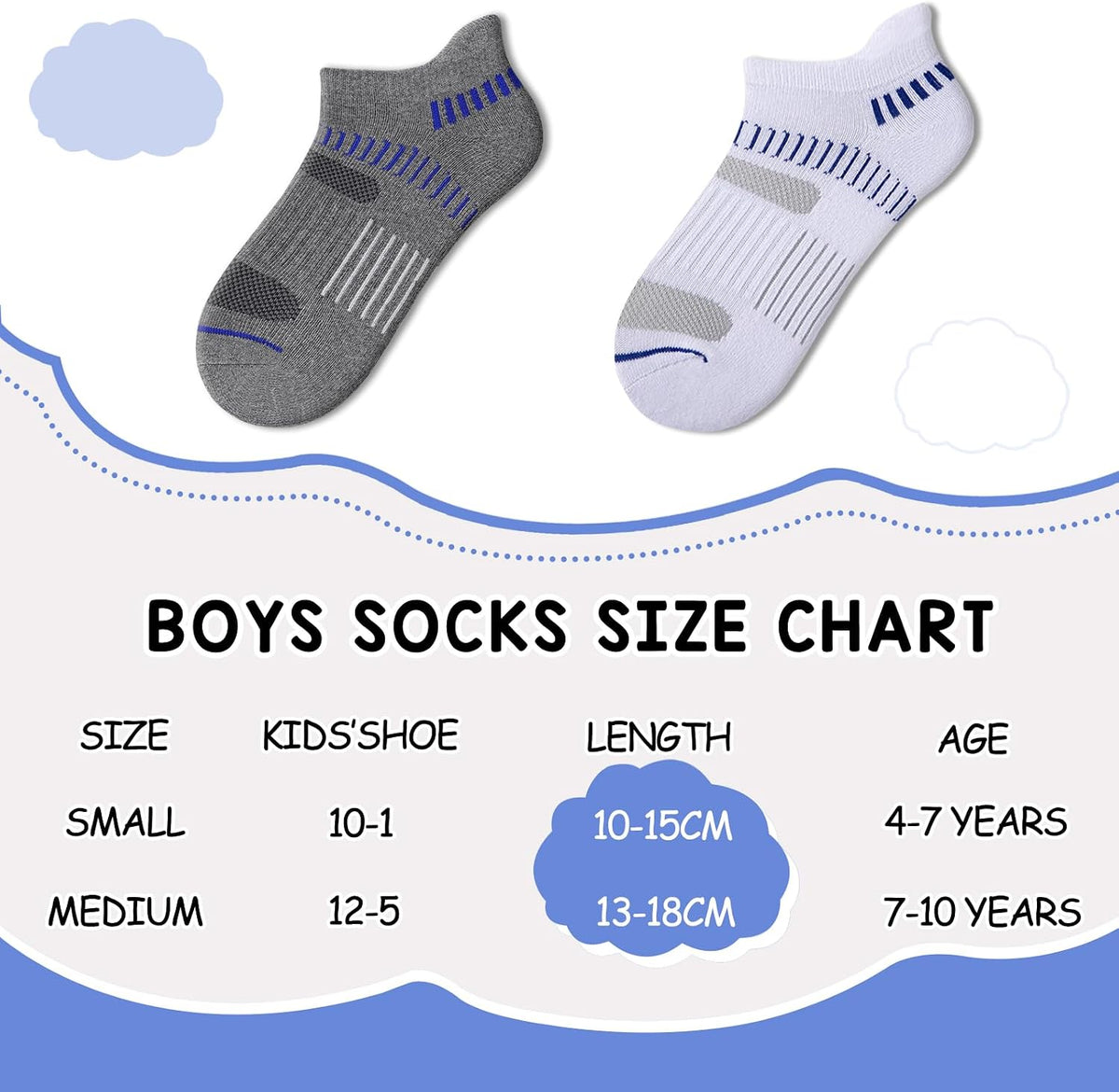 Comfoex 10 Pairs Boys Socks For Kids 4-6 8-10 6-8 Years Old Athletic Ankle Socks Short Cotton Socks With Cushioned Sole