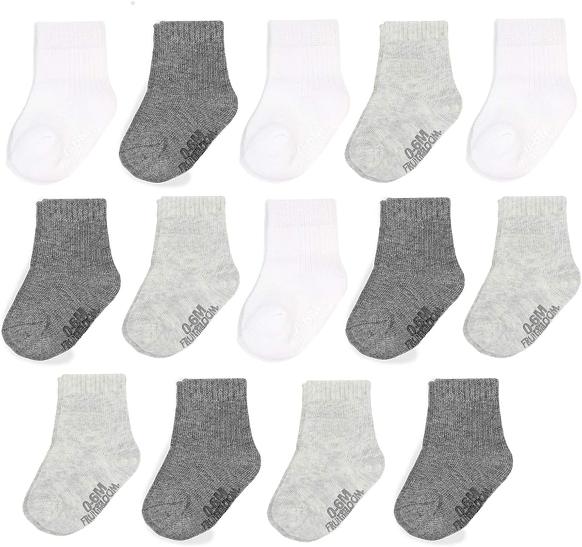 Fruit of the Loom Baby & Toddler Grow & Fit Flex Zones Cotton Stretch Socks - Unisex, Girls, Boys