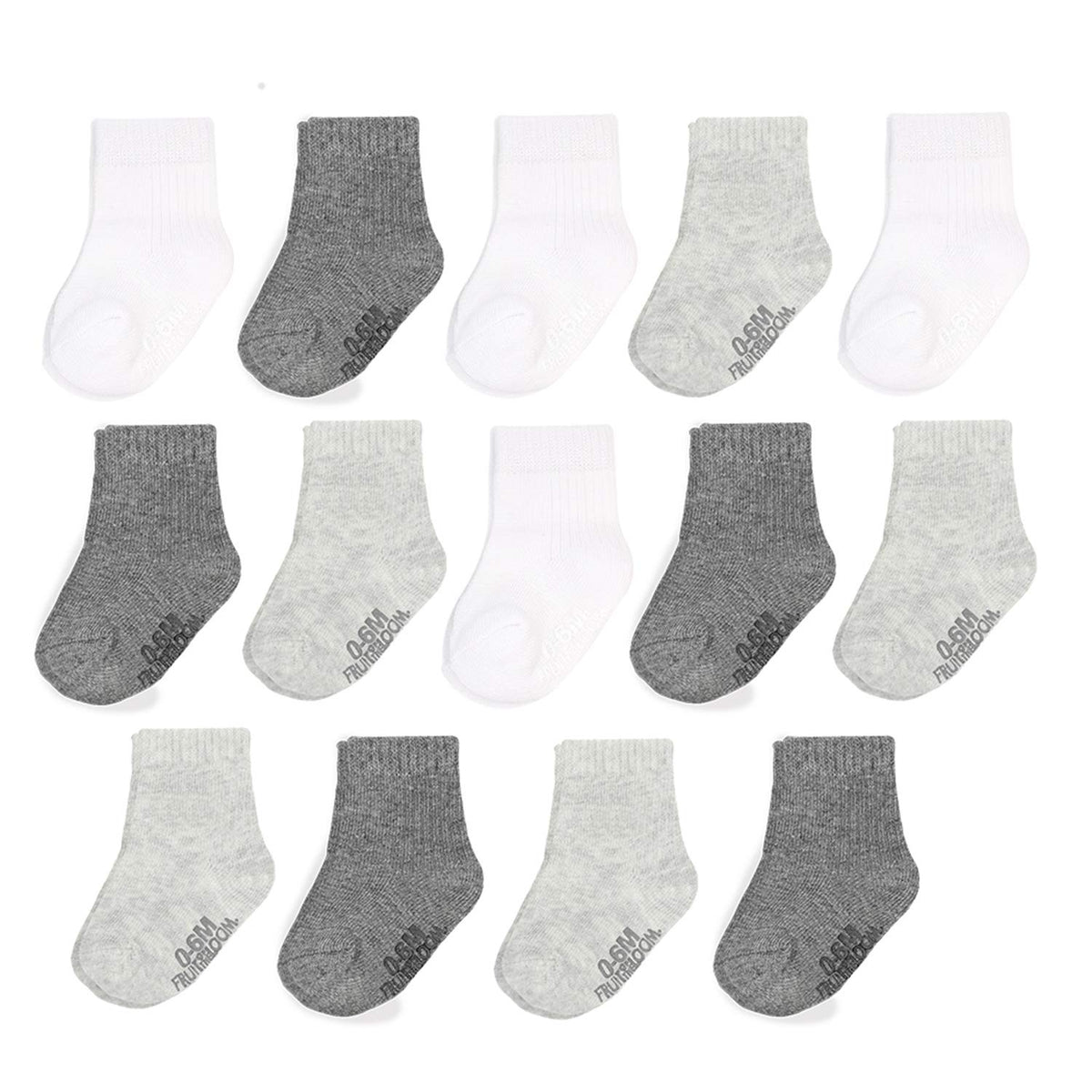 Fruit of the Loom Baby & Toddler Grow & Fit Flex Zones Cotton Stretch Socks - Unisex, Girls, Boys