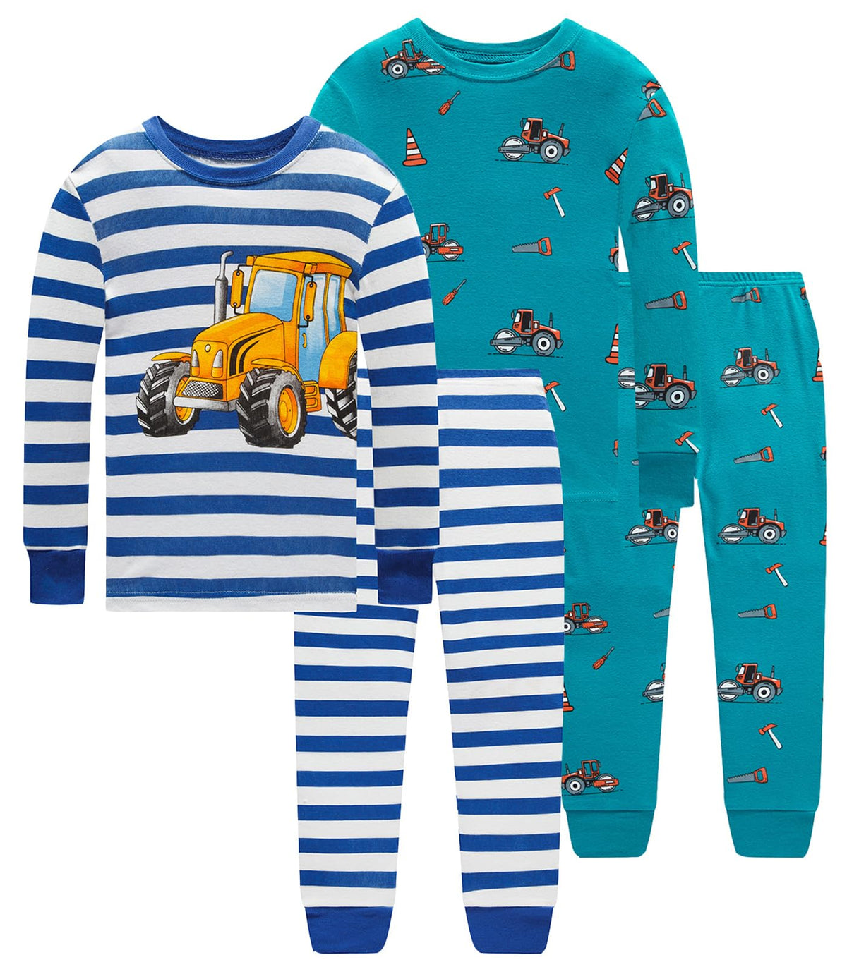 Little bety Boys 4 Piece Cotton Pajamas Long Sleeve Toddlers Pjs 24M-12Year