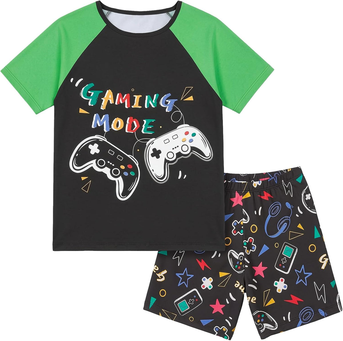 FIOBEE Boys Short Sleeve Pajamas Set Raglan Top & Shorts Kids Sleepwear
