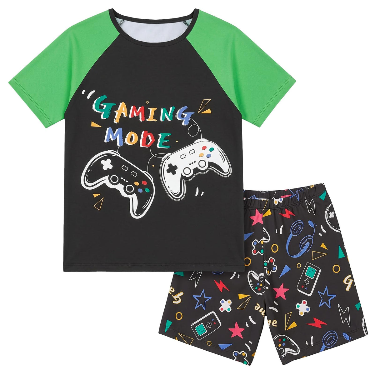 FIOBEE Boys Short Sleeve Pajamas Set Raglan Top & Shorts Kids Sleepwear