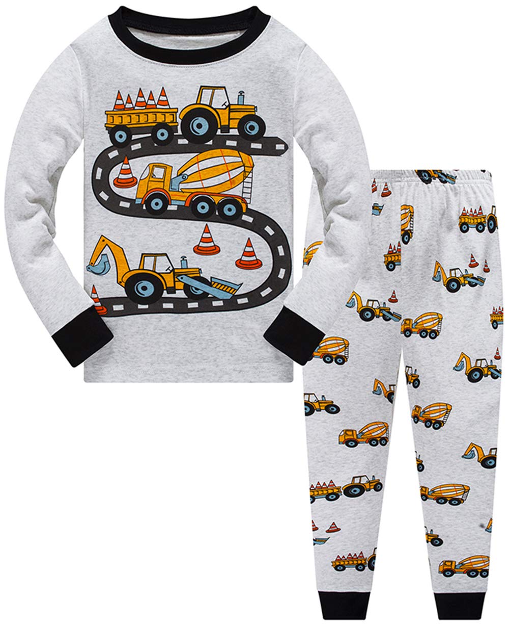 Popshion Little Boys Pajamas Sets Glow in Dark Dinosaur 100% Cotton 2 Piece Toddler Clothes Kids Pjs Sleepwear Size 2-10T