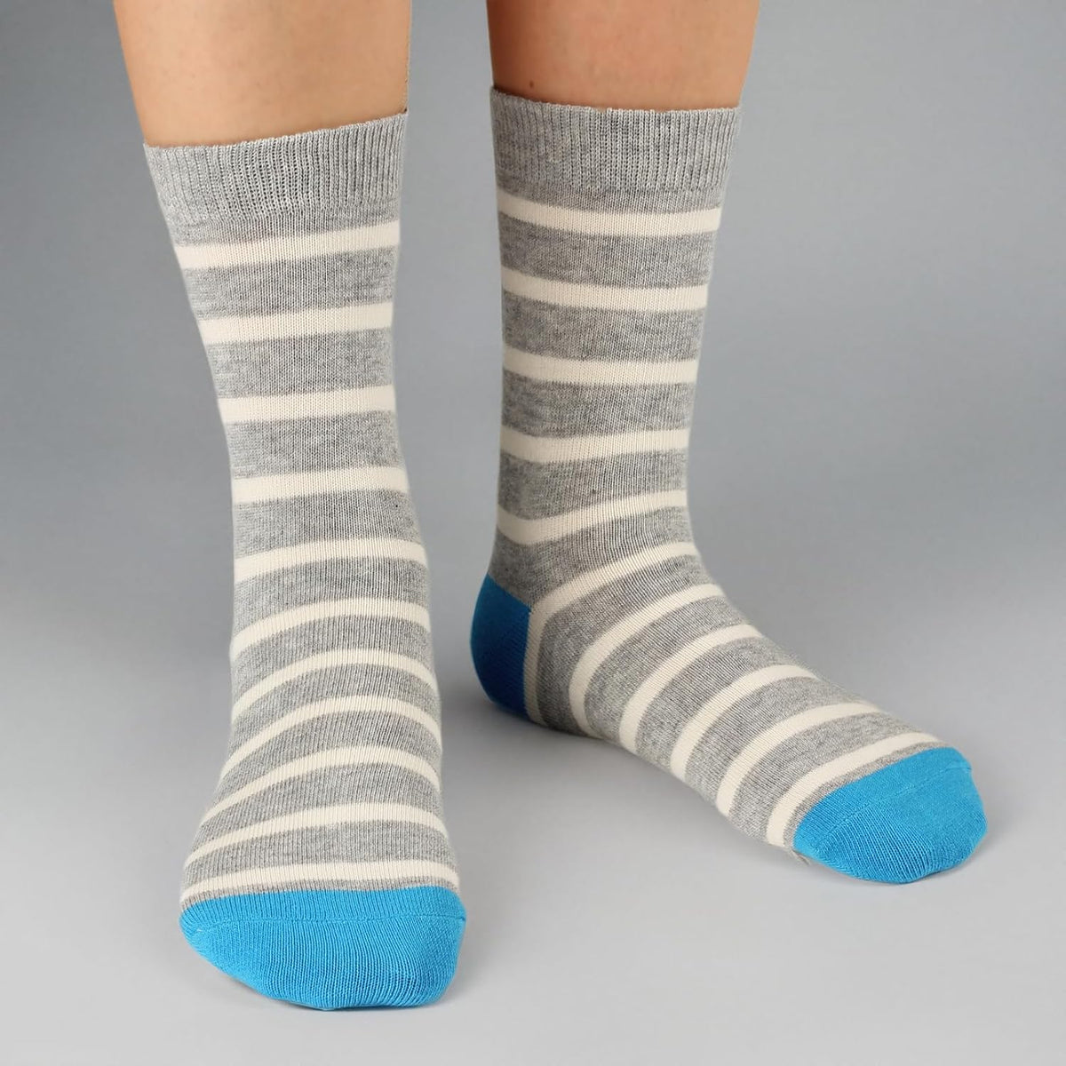 COTTON DAY Kids Boys Crew Dress Socks Bright Colorful Stripes Design 5 Pack