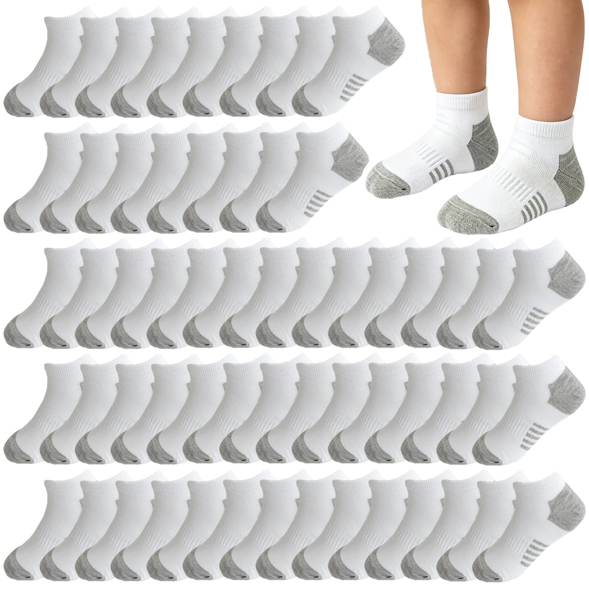 16-30 Pairs Boys Low Cut Ankle Socks Kids Crew Athletic Breathable Cushion Sole Socks for Running Hiking