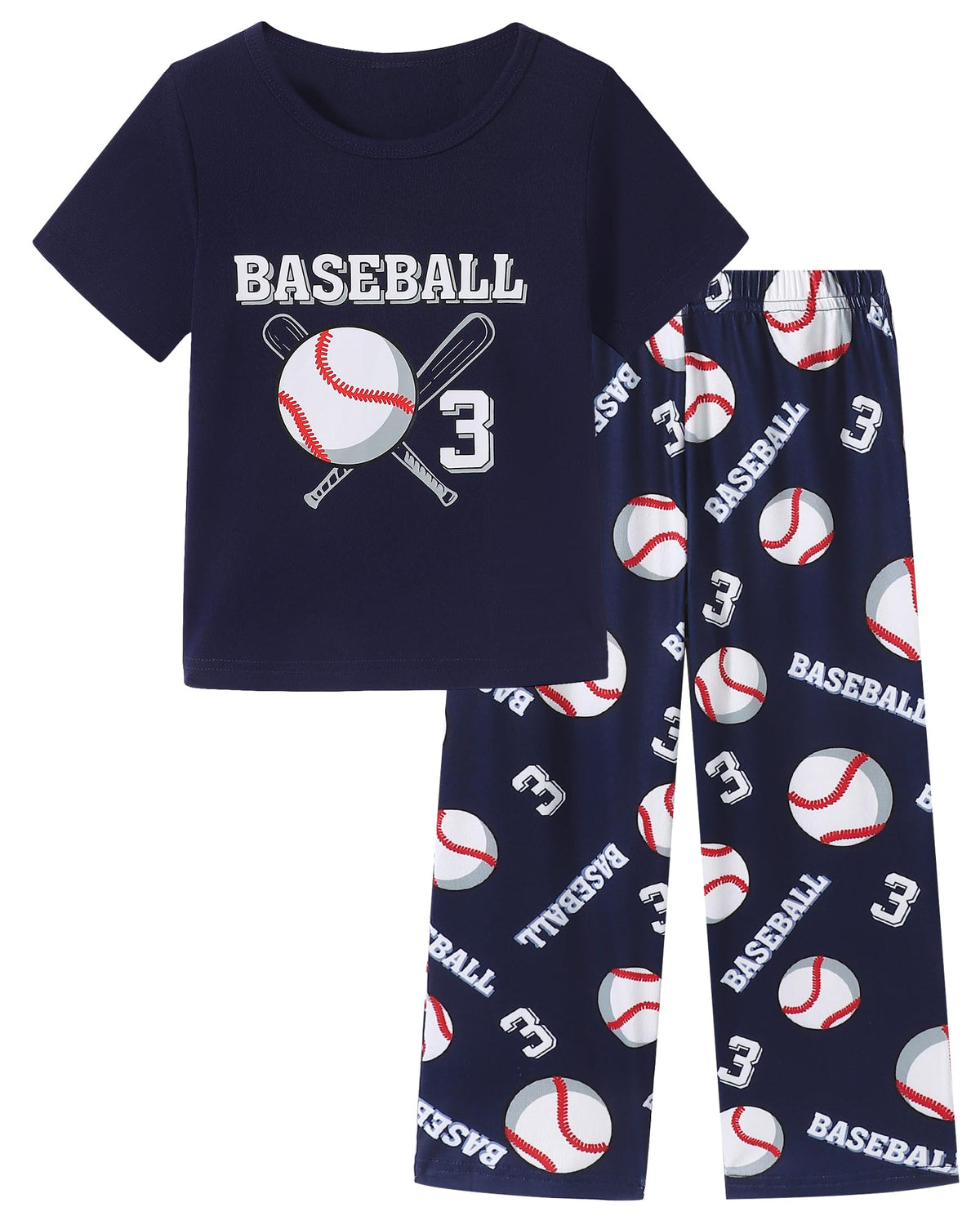 Mikrdoo Boys Pajamas Set 2Piece Short Sleeve Tops and Pants PJs Summer Sleepwear for Kids Size 2-14 Years
