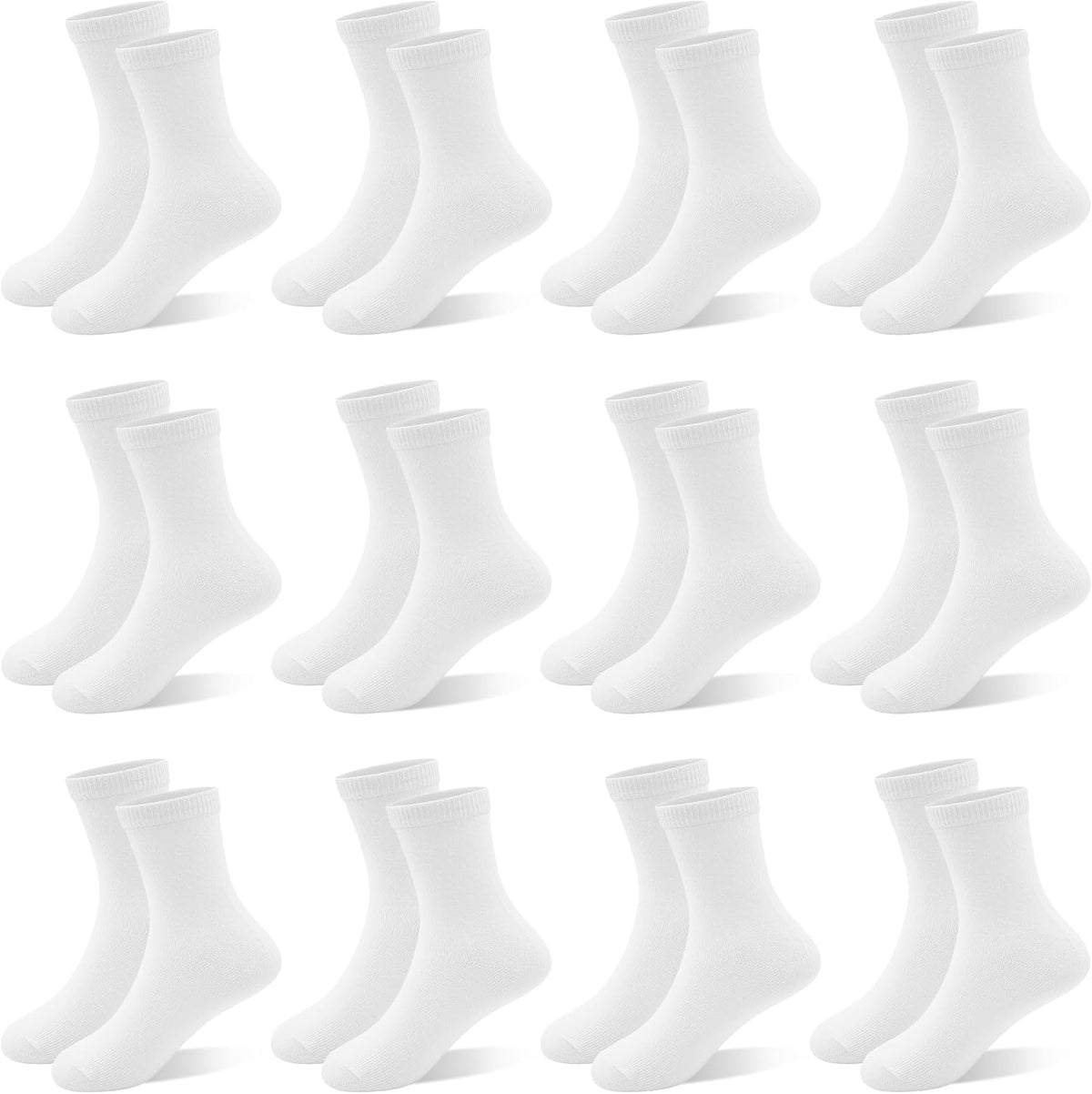 12 Pairs Boys Crew Socks, Unisex Kids School Socks Ages 1-14