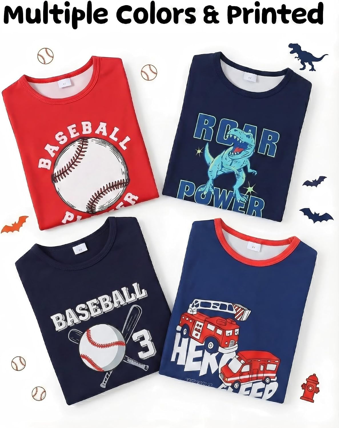 Mikrdoo Boys Pajamas Set 2Piece Short Sleeve Tops and Pants PJs Summer Sleepwear for Kids Size 2-14 Years