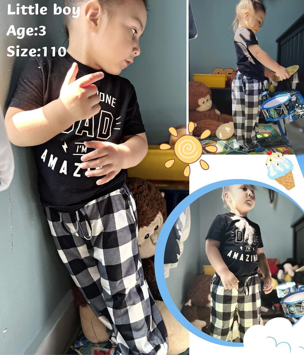Ekouaer Boys Pajama Pants 3 Pack Sleep Kids Pajama Bottoms
