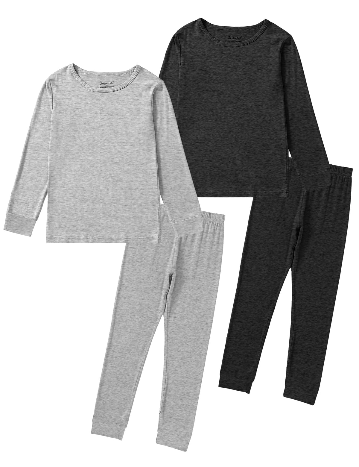 Jimonda Baby Boys Girls Pajama Sets Toddler Long Sleeve Sleepwear Sets Rayon from Bamboo Pajamas Sets 4pcs PJs 18M-8Y