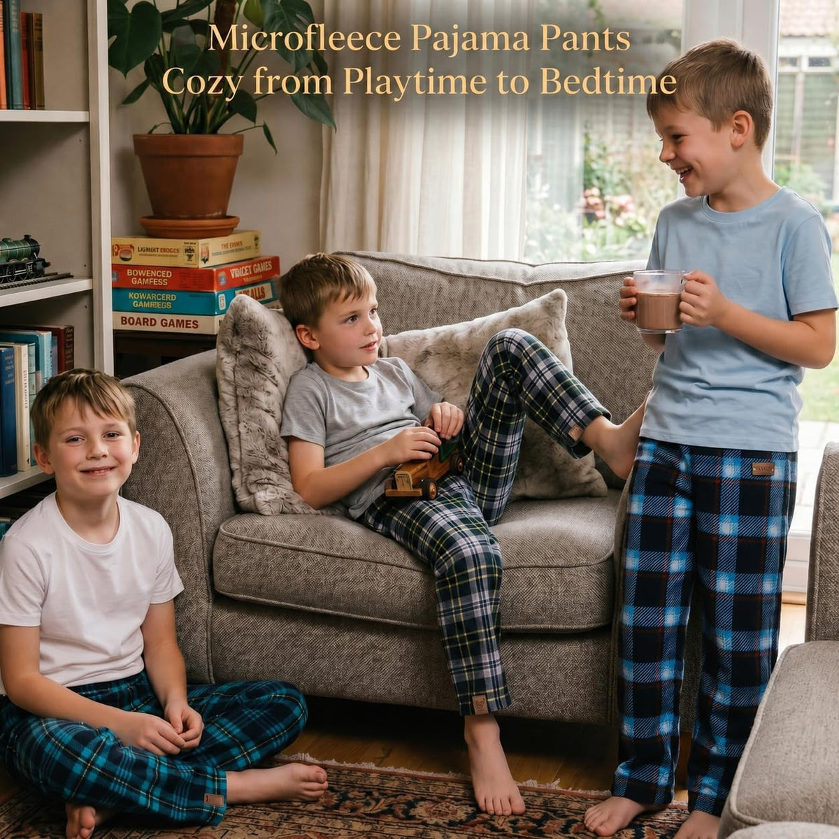 Mad Dog Concepts Boys Pajama Pants - Soft Micro Fleece PJ Bottoms for Kids Printed Plaid Design Boy's Sleepwear Size 6–20 3PK